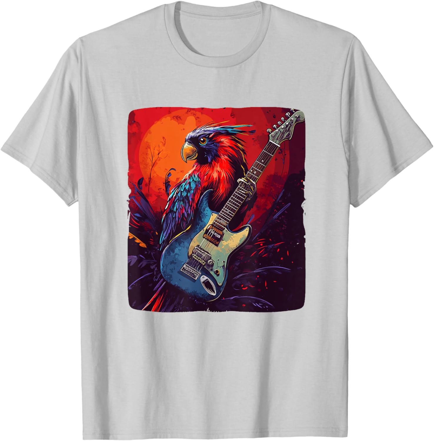 Trendy Rock Vibes Electric Guitar Bird T-Shirt for Music Lovers - 2