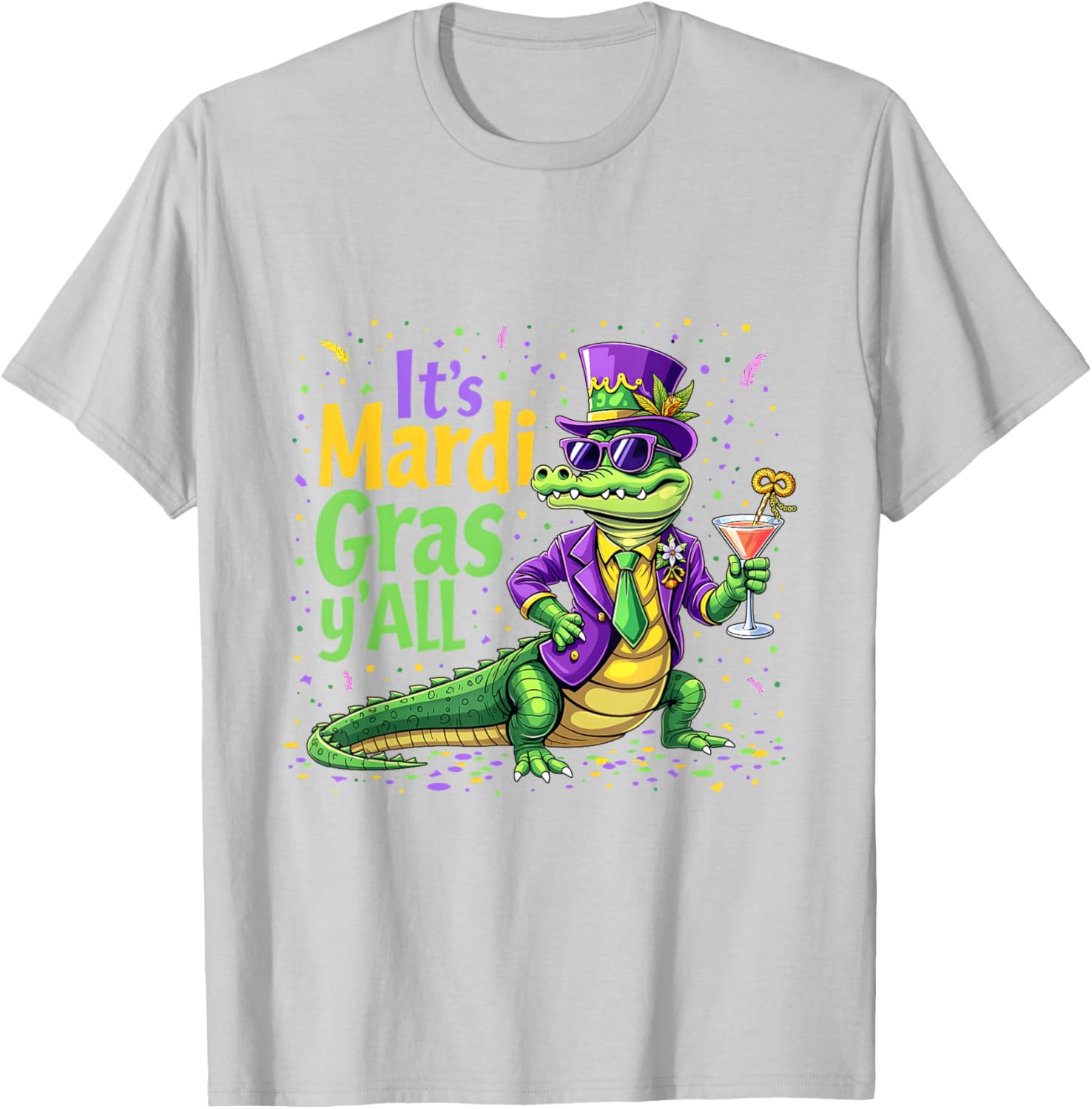 Funny Mardi Gras 2025 Alligator T-Shirt for Fun Festivities - 1