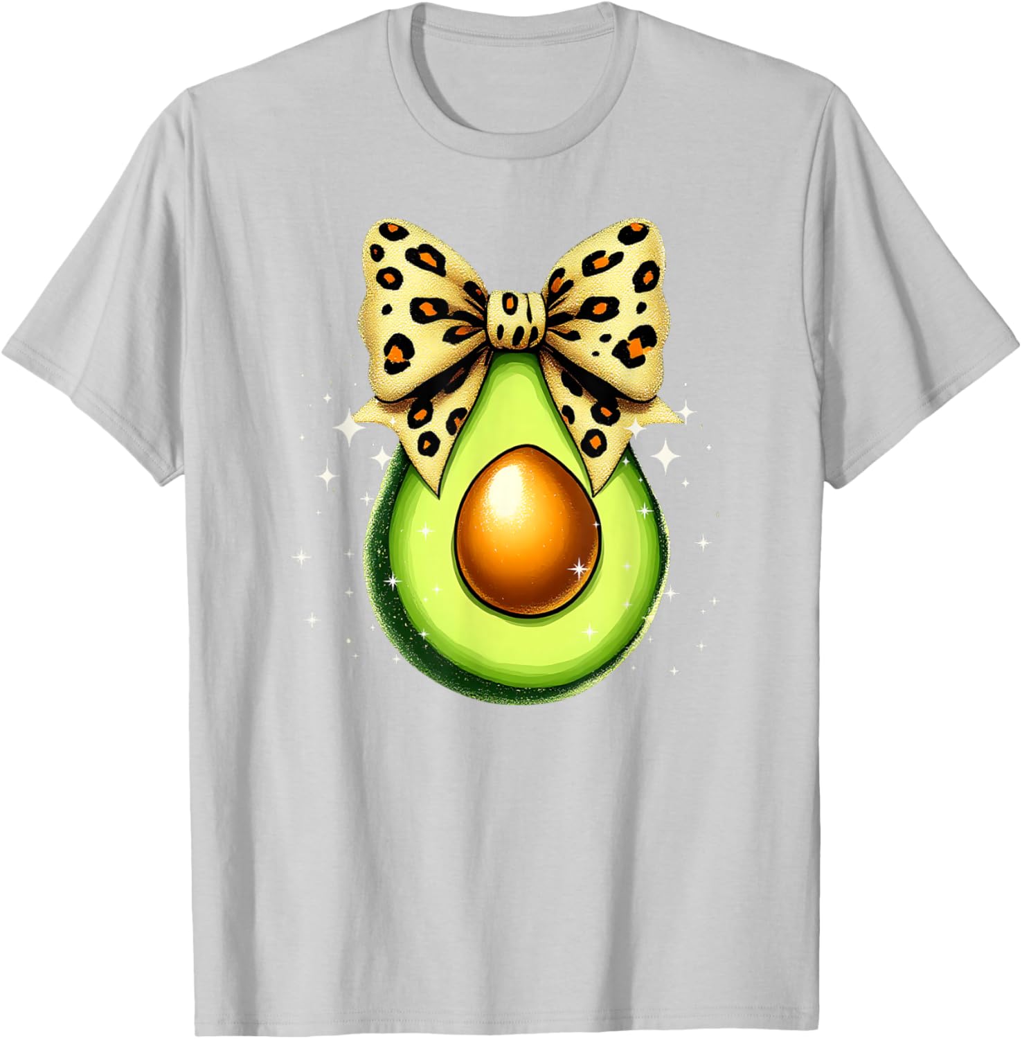 Cute Avocado Leopard Ribbon Bow T-Shirt for Women and Girls - 27