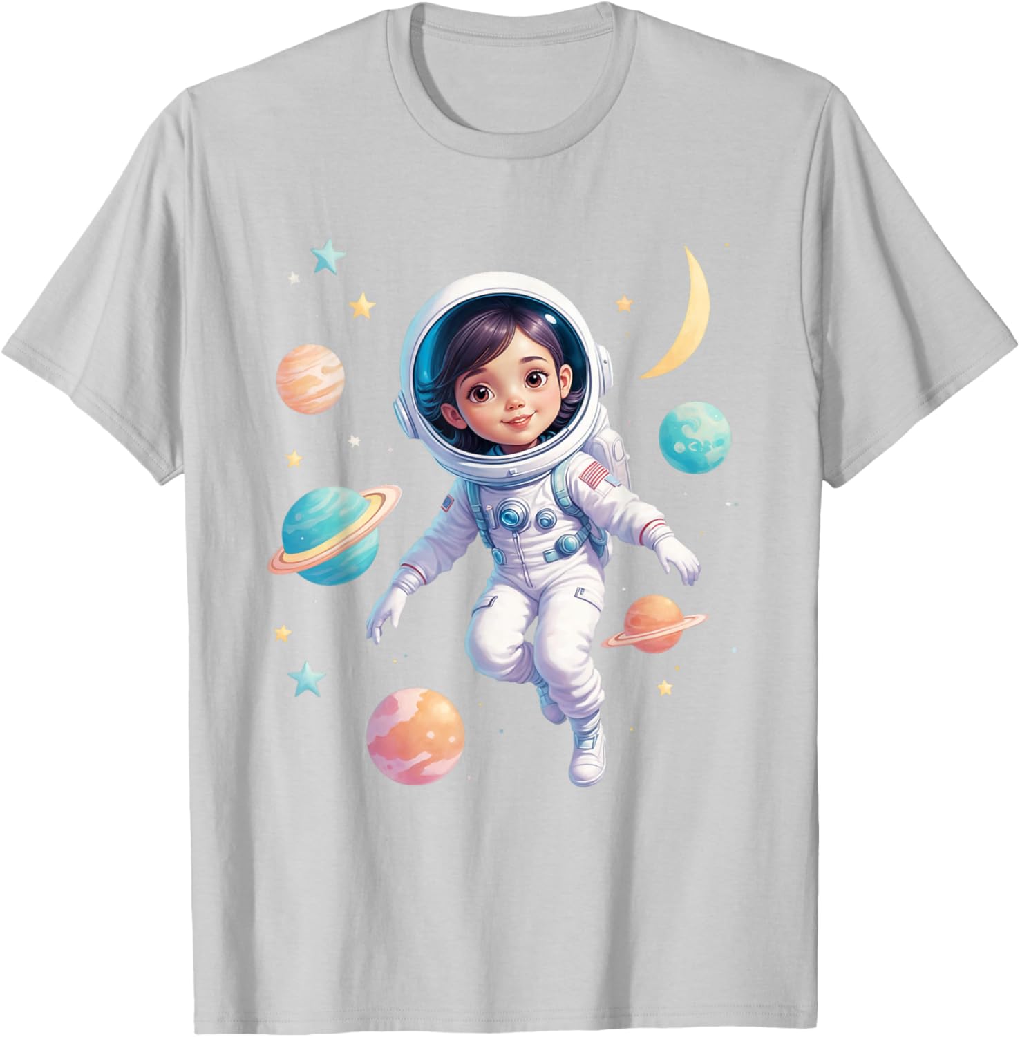 Cute Space Girl Astronaut T-Shirt for Cosmic Explorer Fans - 6