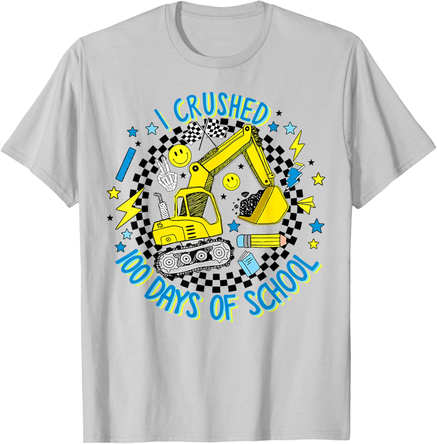Cool Excavator Boys T-Shirt for 100 Days of School Celebration - 1