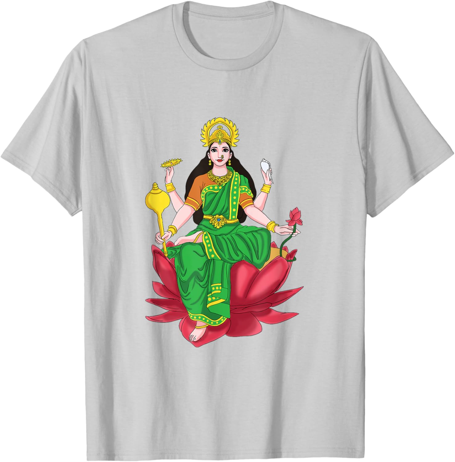Laxmi Mata Diwali T-Shirt with Lotus Illustration for Pooja Celebrations - 23