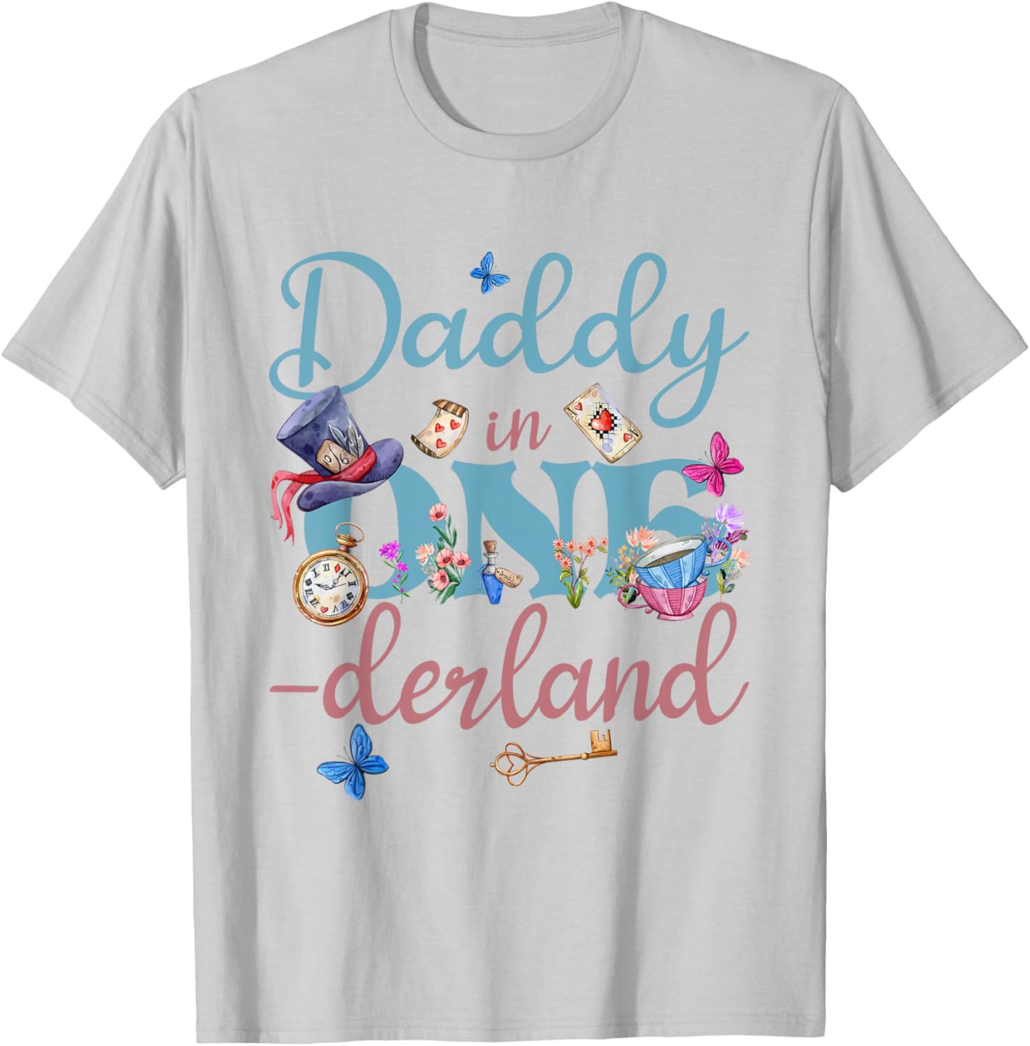 Alice in ONEderland Daddy of Birthday Girl T-Shirt for Celebrations - 22