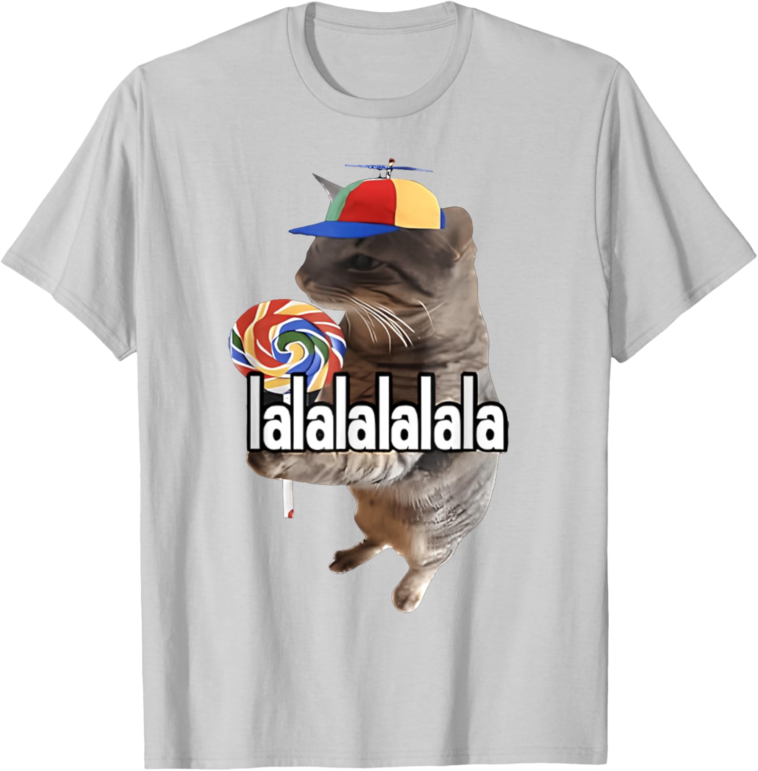 Silly Cat with Lollipop Funny Meme T-Shirt for Men, Women, Kids - 29