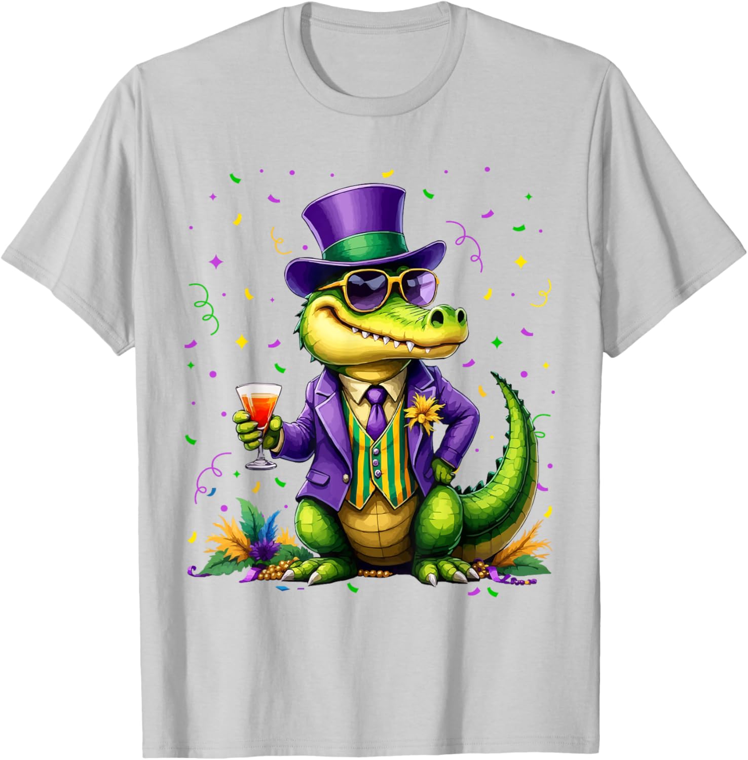 Mardigator Alligator Costume T-Shirt for Mardi Gras Fun Unisex Apparel - 2
