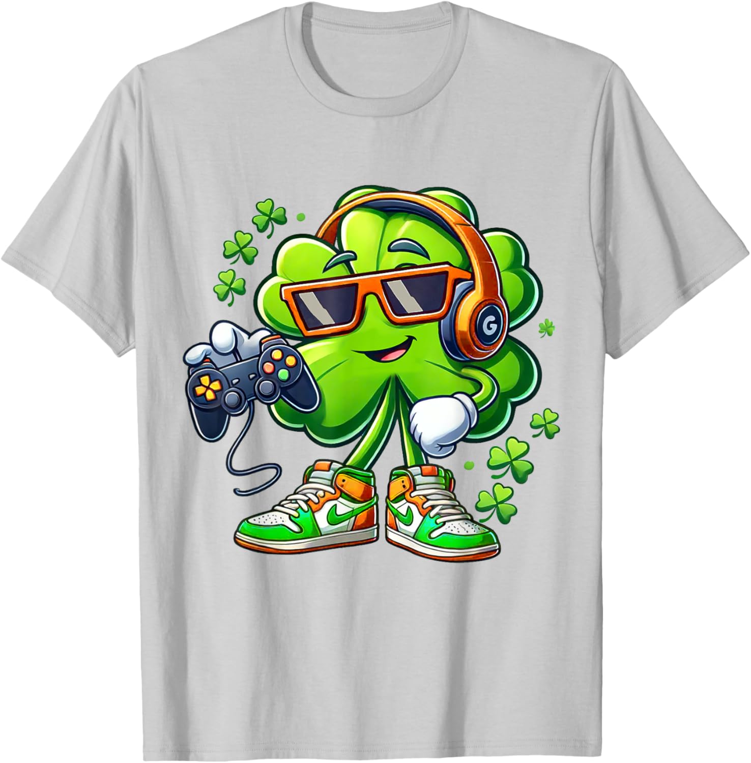 Funny St Patricks Day Gamer T-Shirt for Boys with Shamrock Design - 8