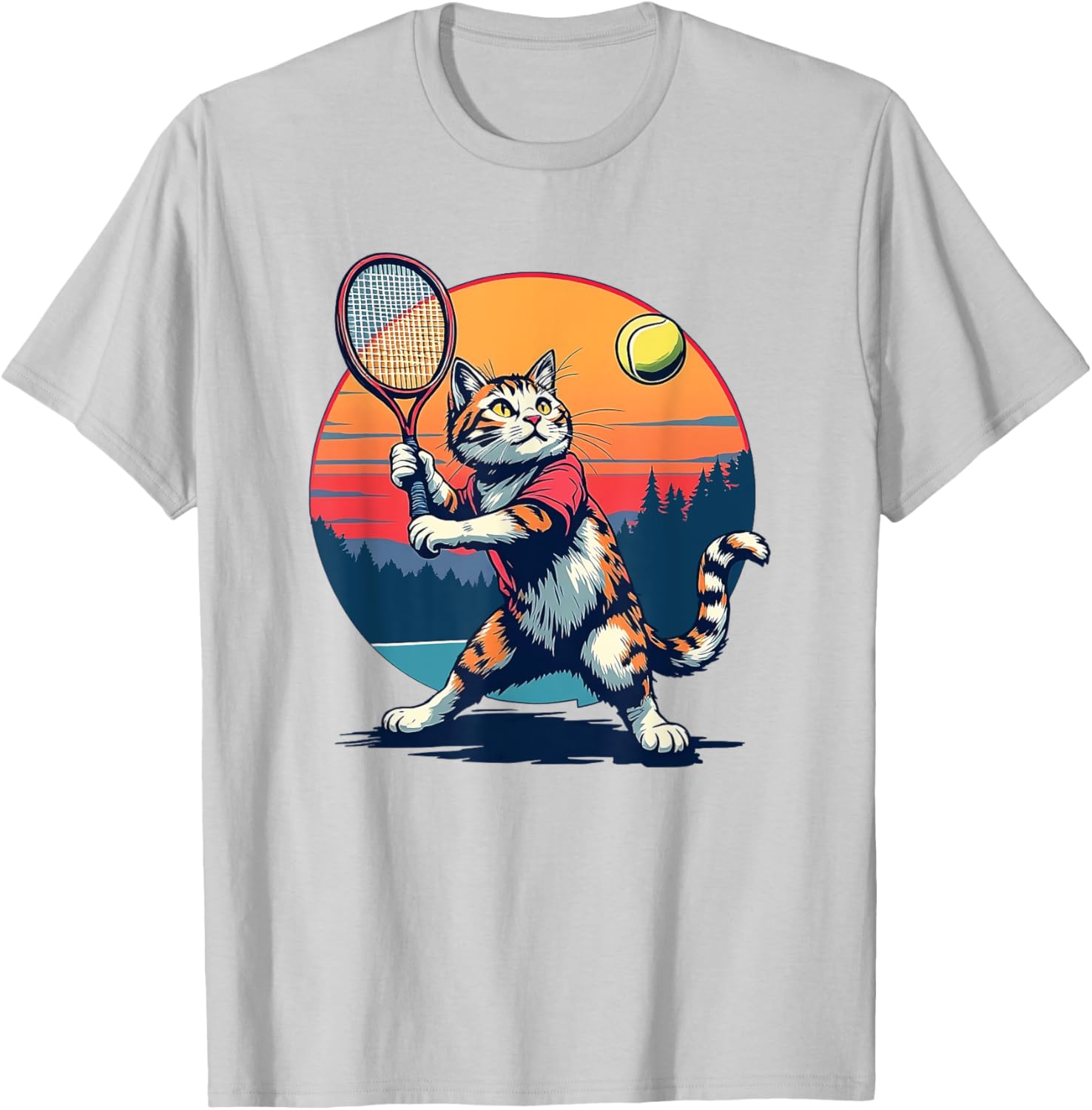 Funny Cat Playing Tennis T-Shirt for Cat Lovers - Unisex Apparel - 4