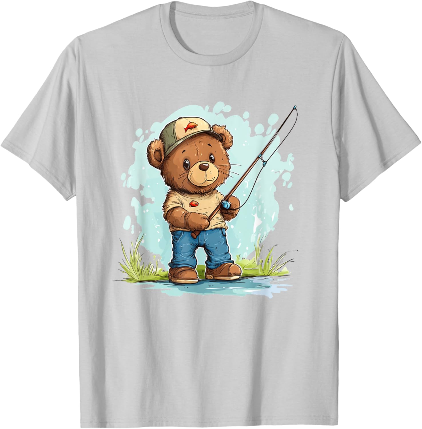Fishing with Teddy Bear Graphic T-Shirt for Fun Seekers and Adventurers - 11
