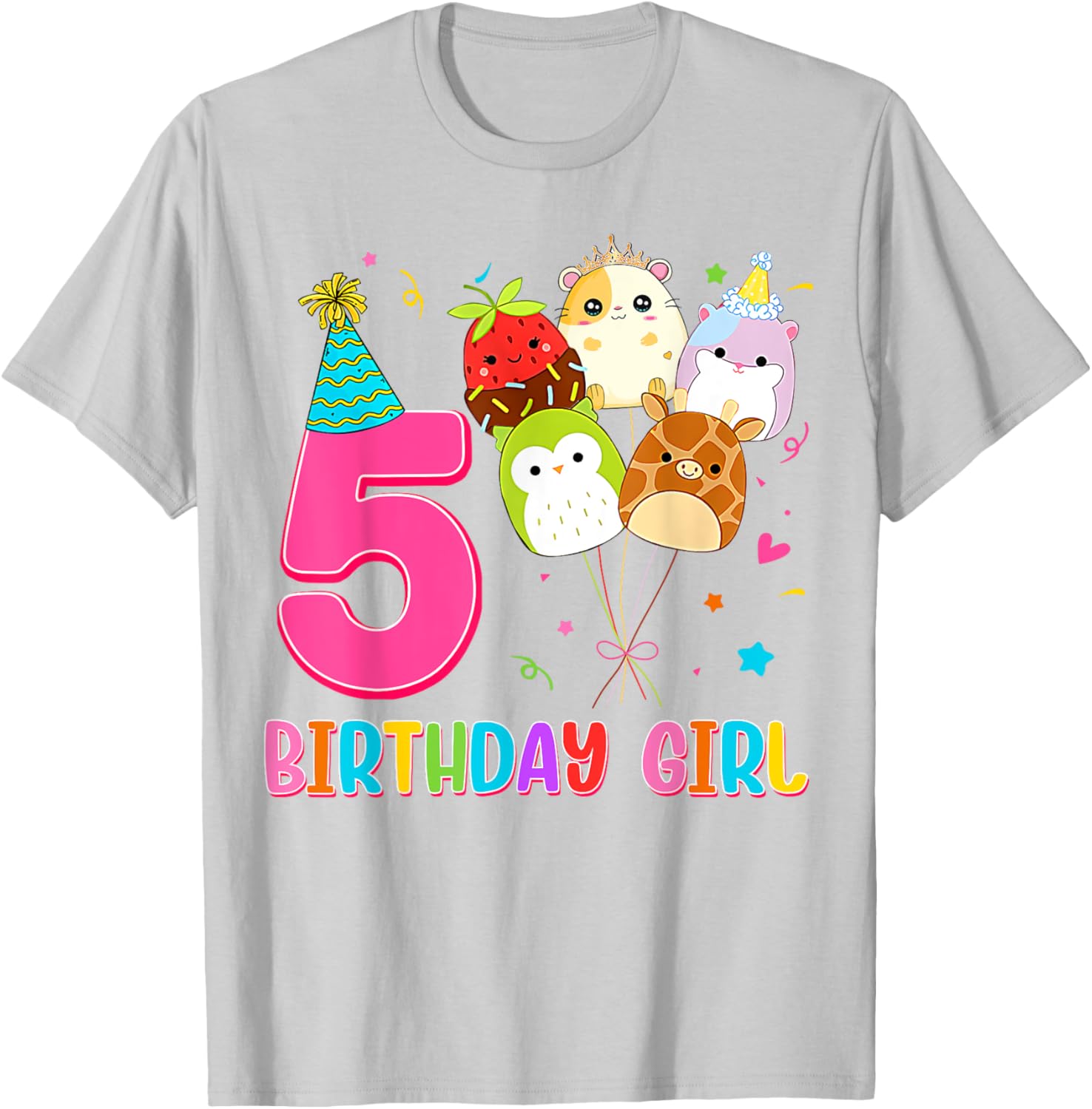 Cute Birthday Girl Squish Squad T-Shirt for 5 Year Old Girls - 14