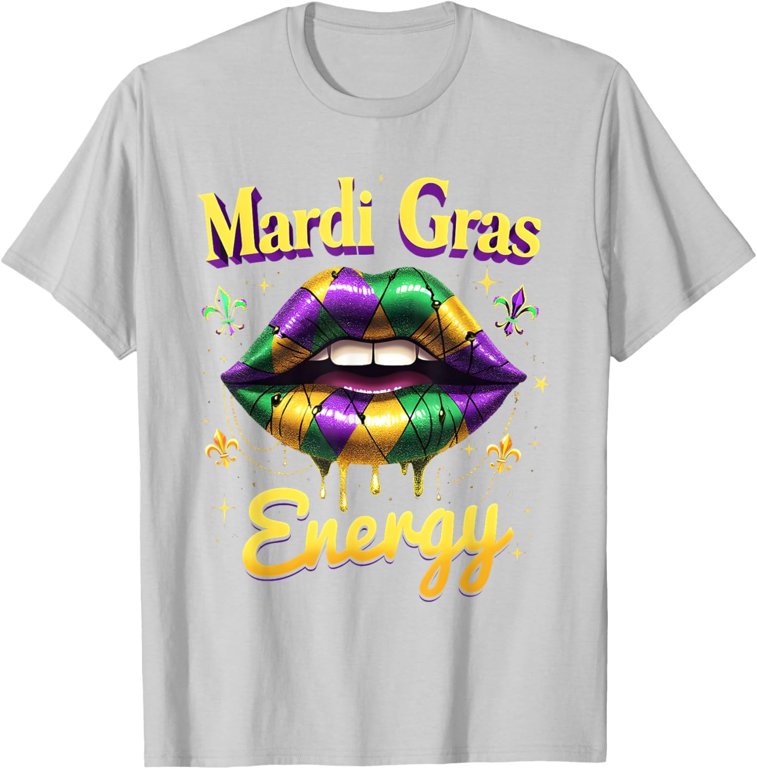 Mardi Gras Energy Carnival Lips T-Shirt New Orleans 2025 Costume Wear - 13