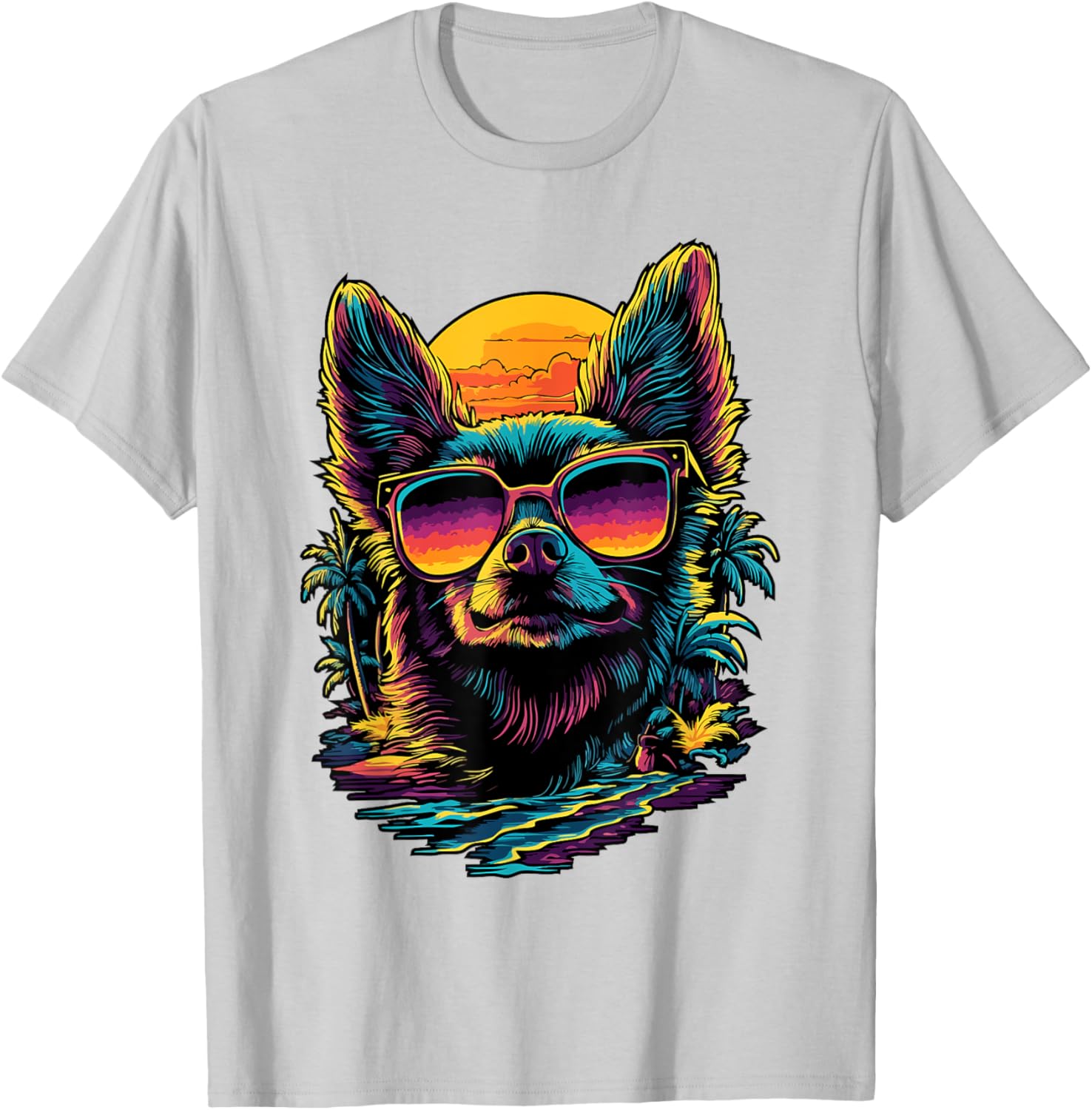 Vintage Sunset Chihuahua T-Shirt for Dog Lovers - Cute Pet Apparel - 16