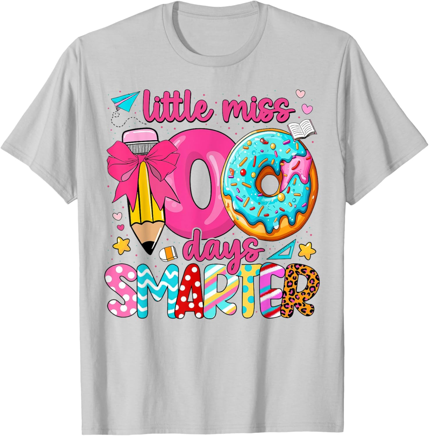 Little Miss 100 Days Smarter Girls T-Shirt for 100th Day of School - 9