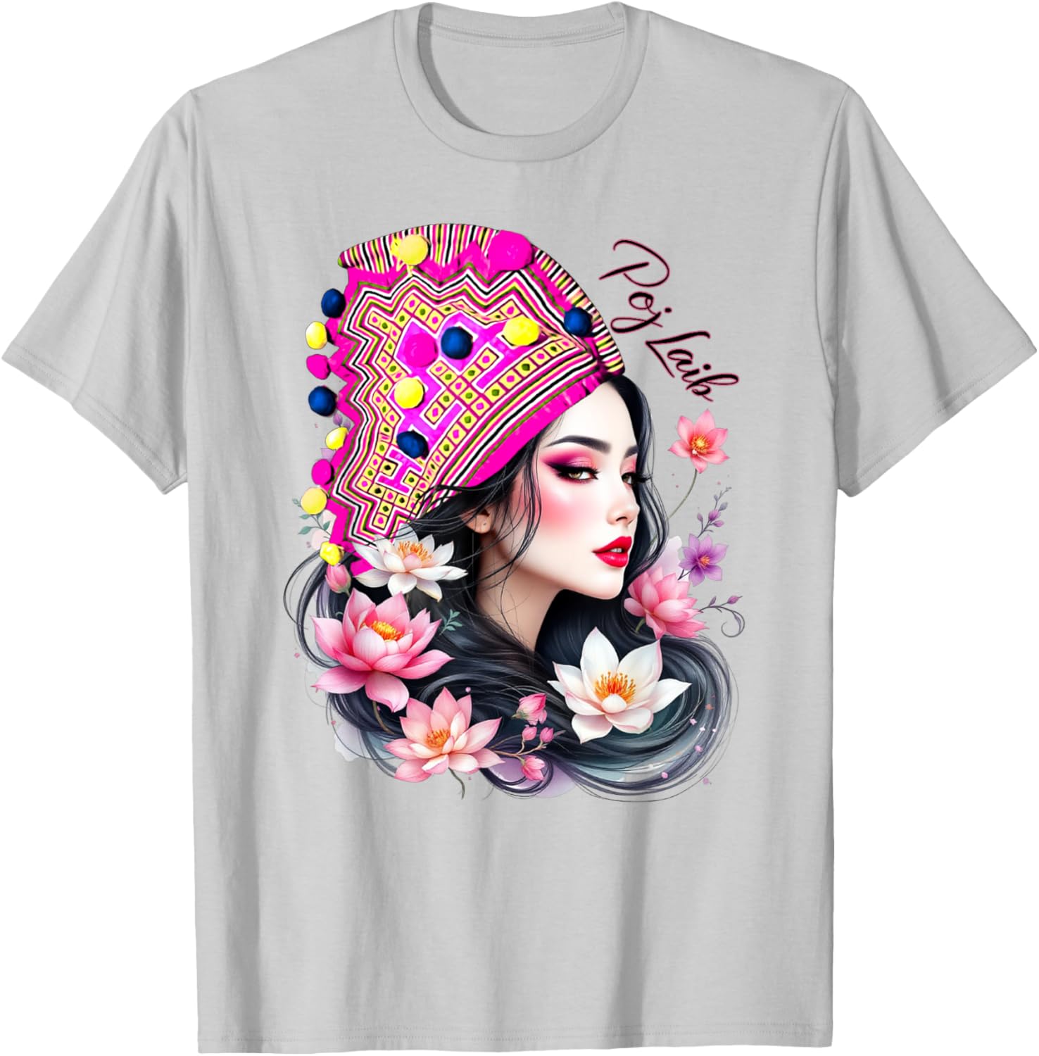 Hmong Proud Floral T-Shirt for Adults and Kids – Lightweight Black Tee - 19