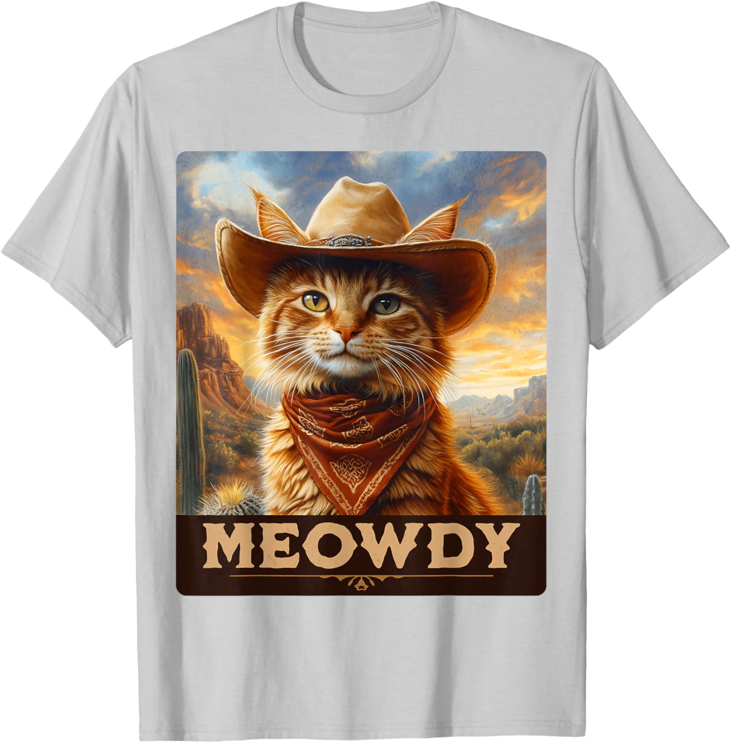 Meowdy Cowboy Cat T-Shirt for Wild West Cat Lovers and Fans - 4