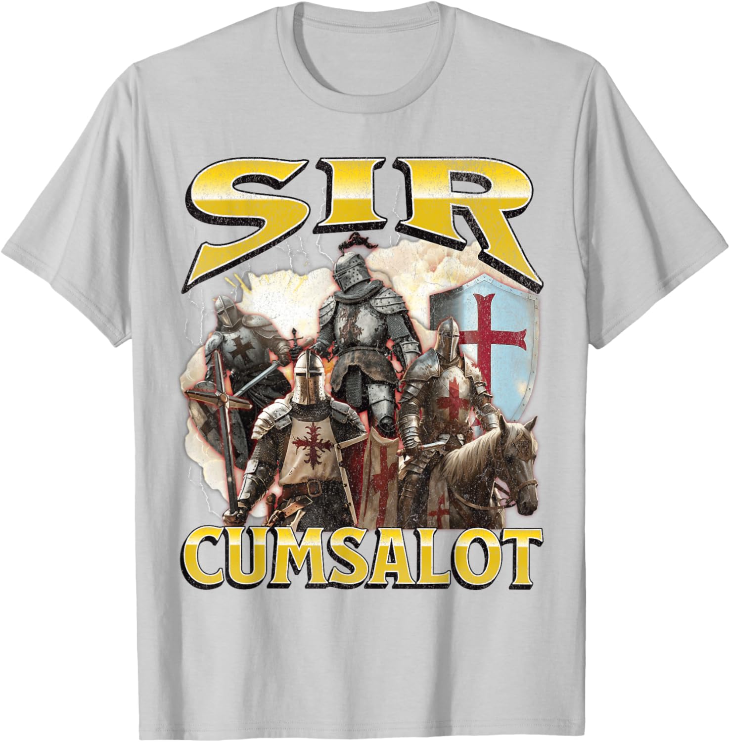 Sir Cumsalot Funny Offensive Knight Meme Graphic T-Shirt for Adults - 26