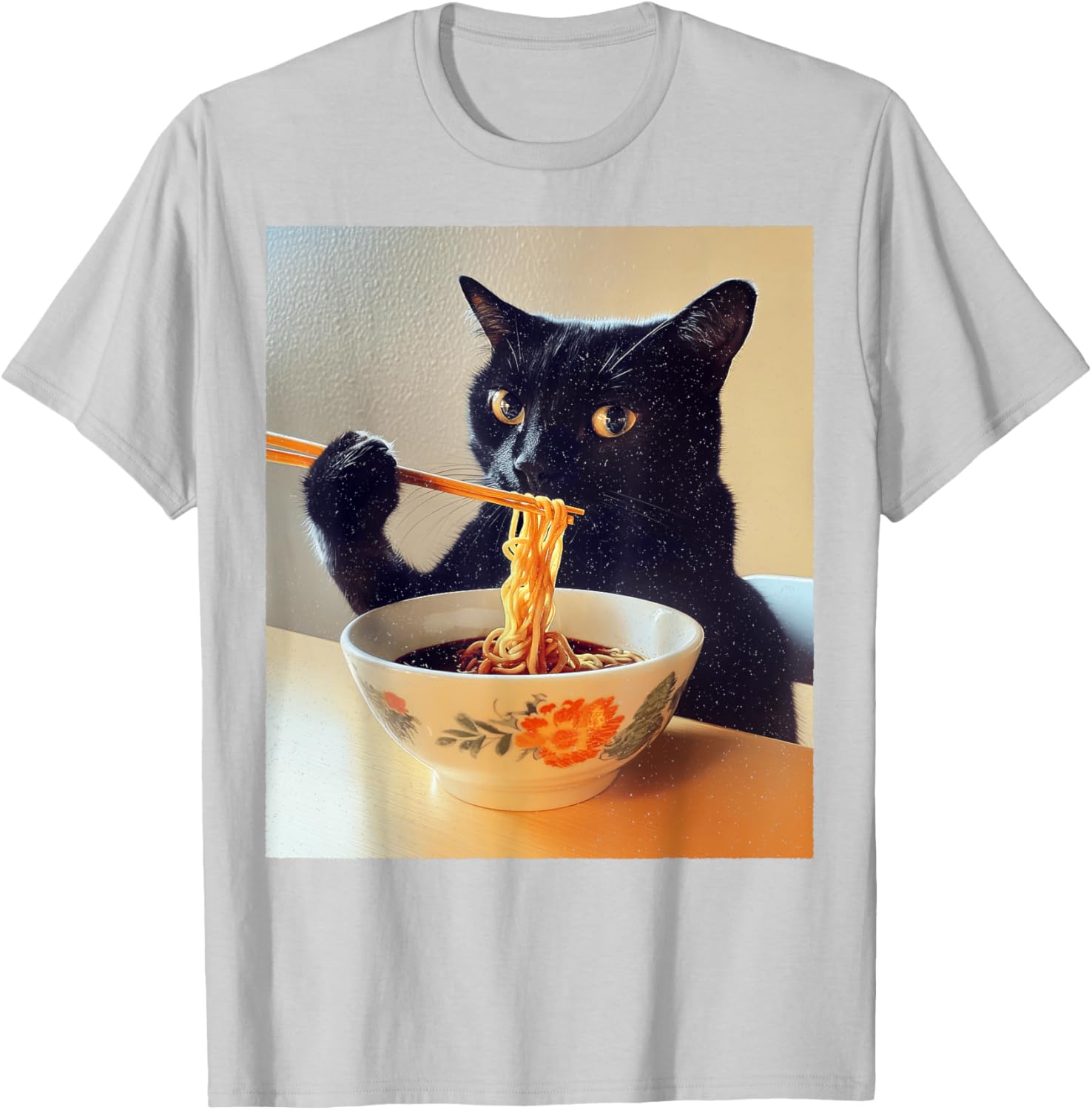 Funny Black Cat Ramen Lover T-Shirt for Noodle Enthusiasts - 26