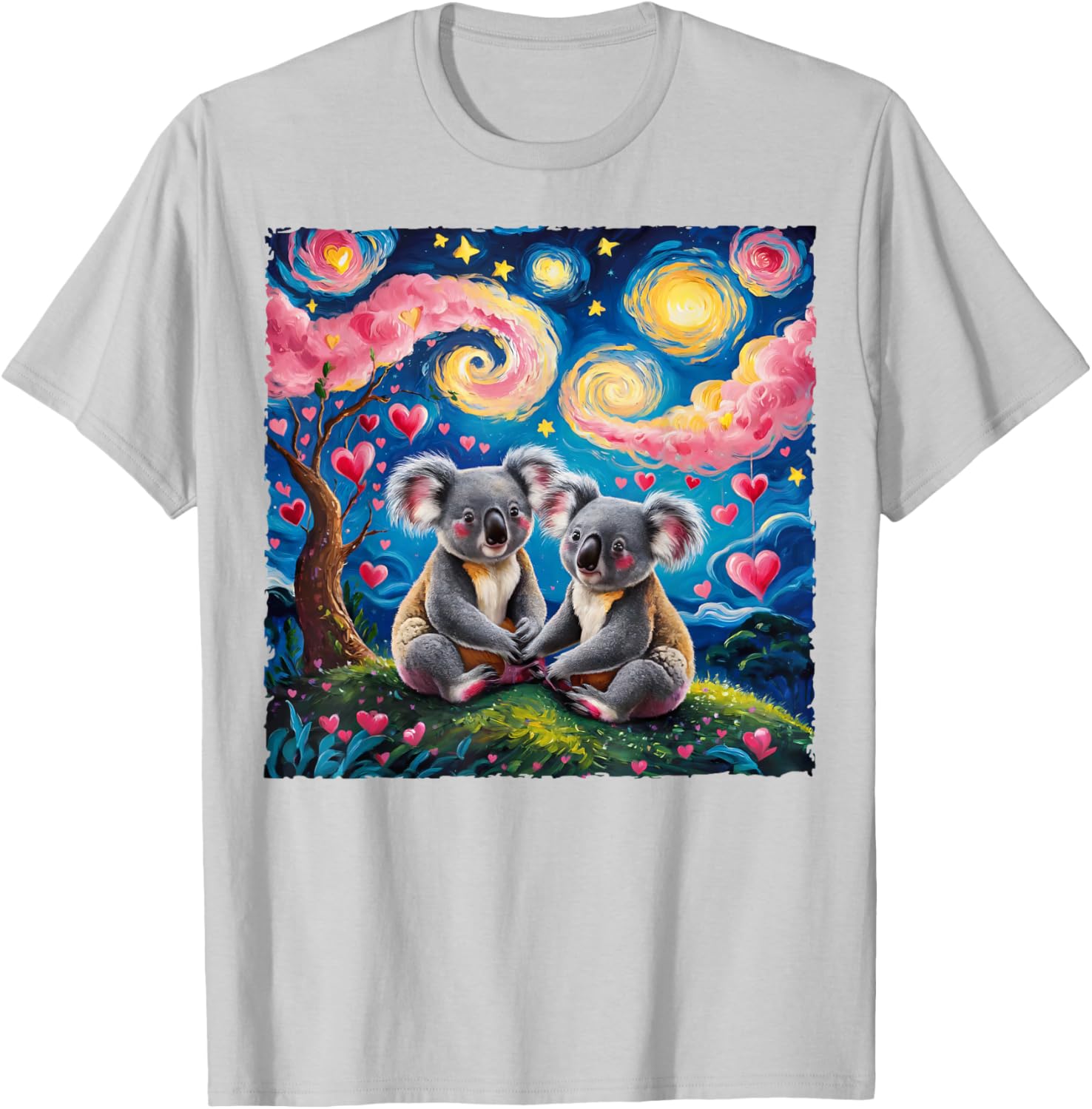 Koala Bear Van Gogh Starry Night T-Shirt for Romantic Couples - 15