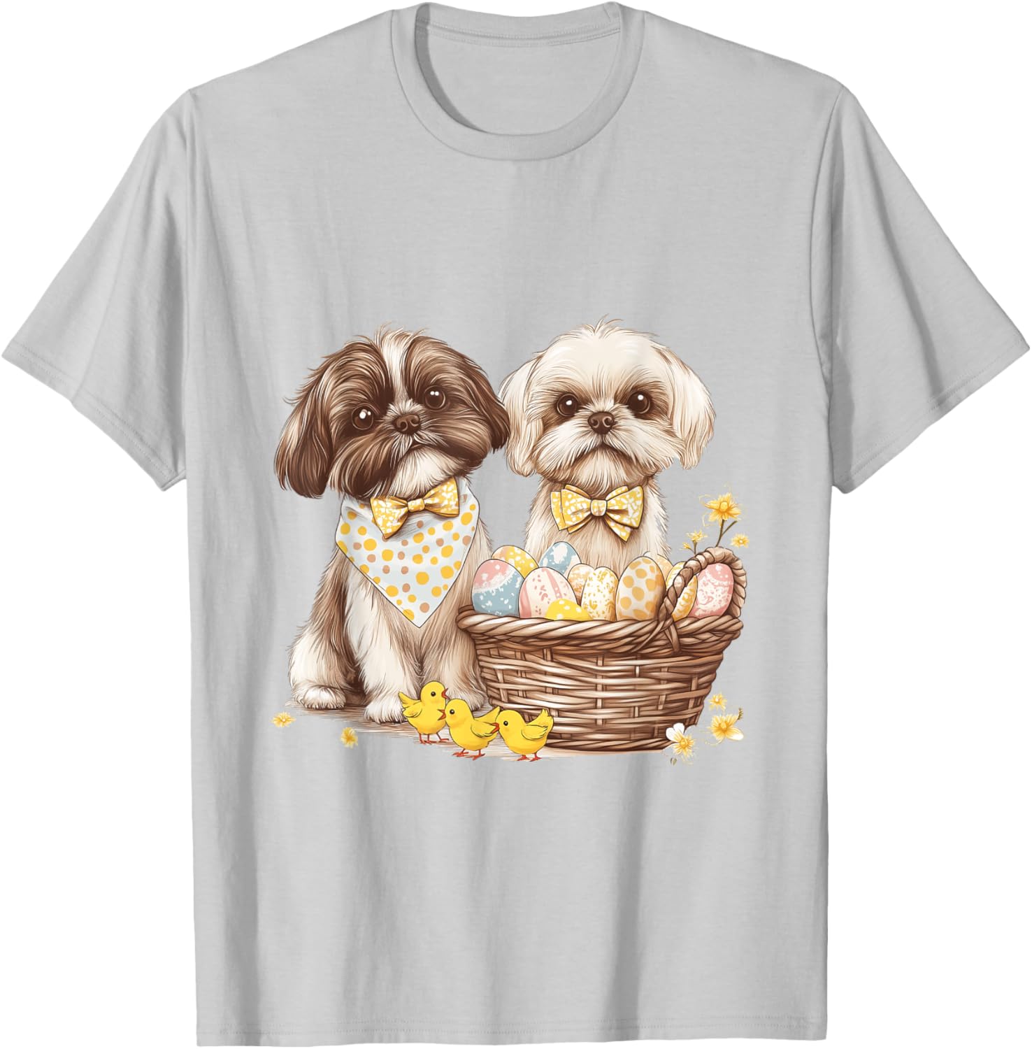 Happy Easter Shih Tzu Dog T-Shirt with Eggs and Chicks for Fun Celebrations - 23
