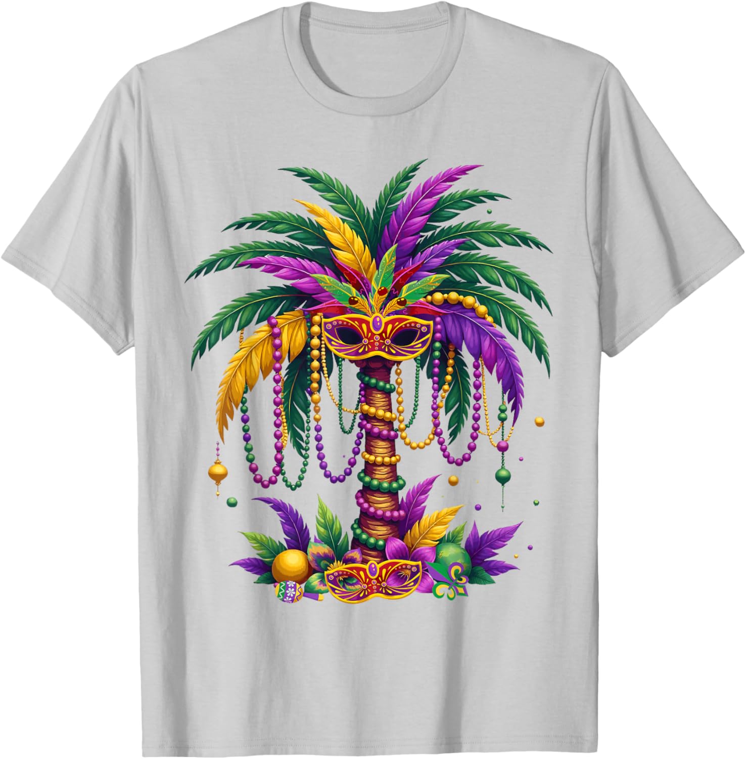 Funny Palm Tree and Beads T-Shirt for Mardi Gras Tropical Parties - 16