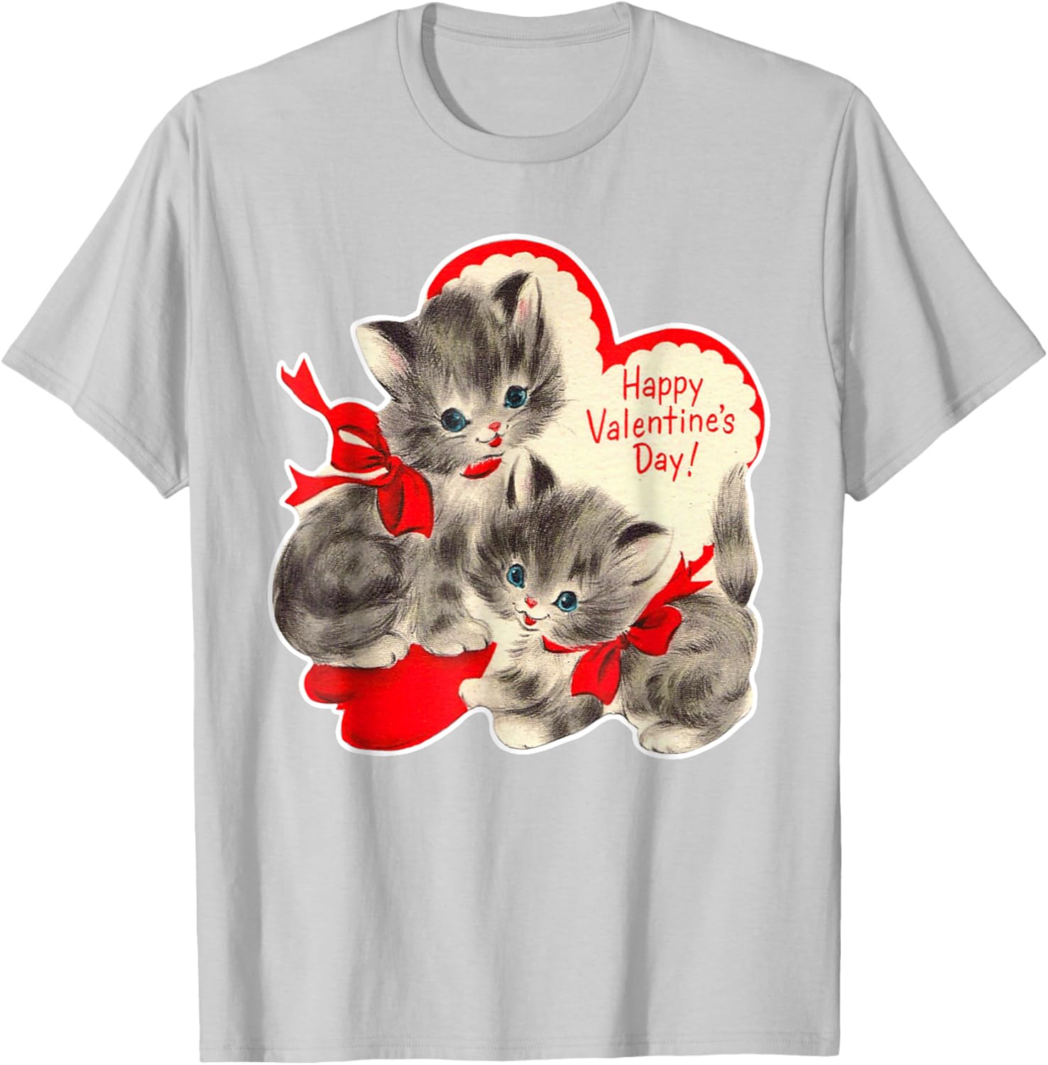 Vintage Valentine's Day Cat T-Shirt Retro Kitten Love Top for Pet Lovers - 14