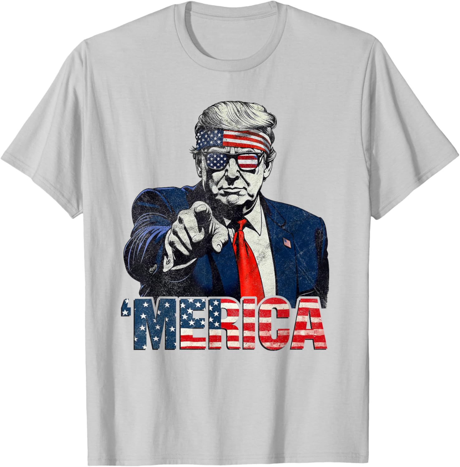 Happy 4th of July Merica Trump American Flag T-Shirt for Celebrations - 5