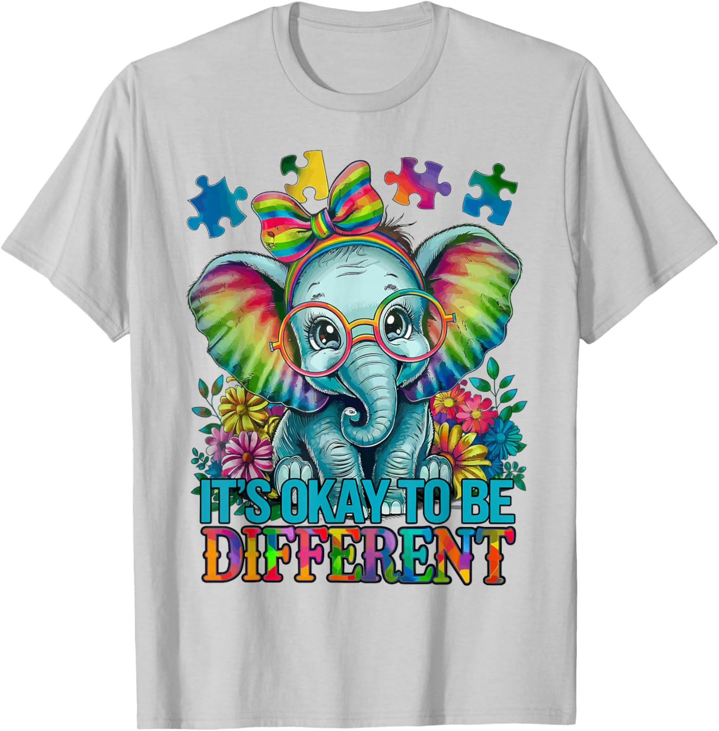 Cute Elephant Autism Awareness T-Shirt Embrace Differences in Style - 8
