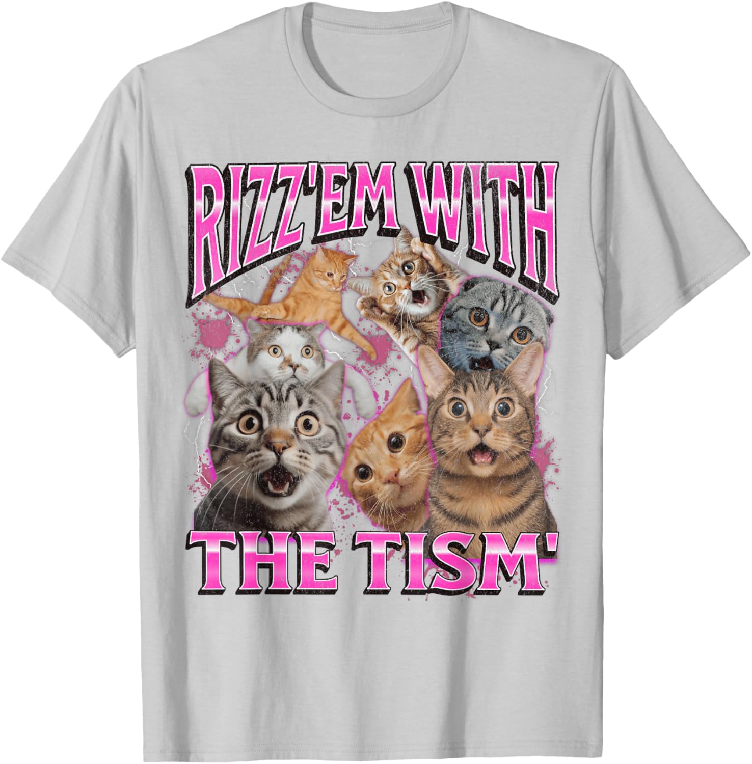 Funny Rizz Em With The Tism Cat Meme Vintage 90s T-Shirt for Men and Women - 5