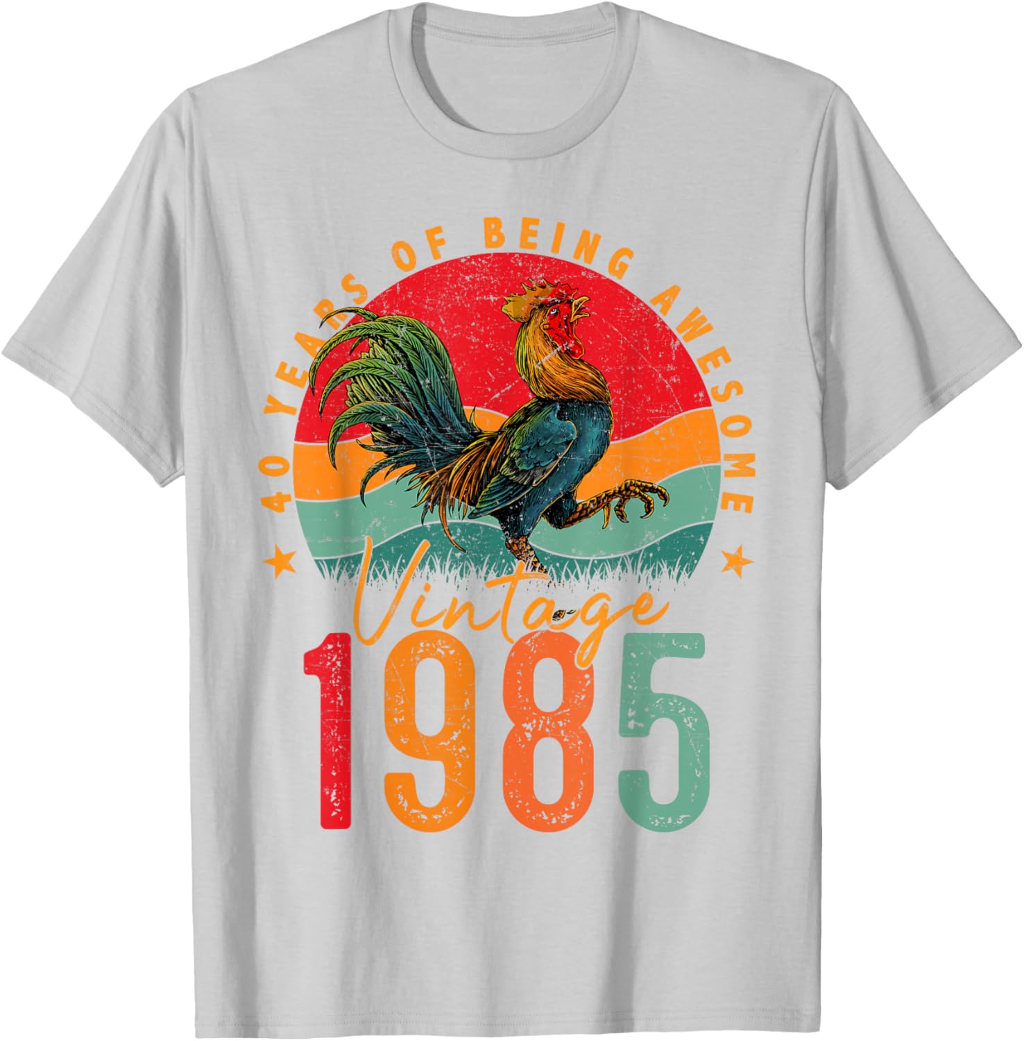 Vintage 1985 Chicken 40th Birthday Mens T-Shirt for 40 Year Old Gifts - 1