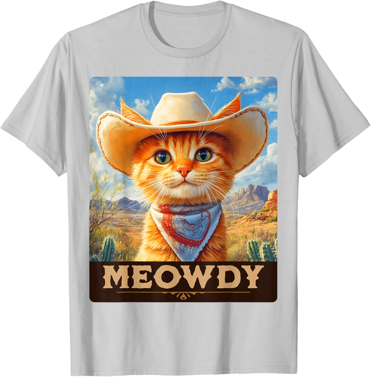 Meowdy Cowboy Cat T-Shirt for Wild West Lovers - Fun Pet Apparel - 9