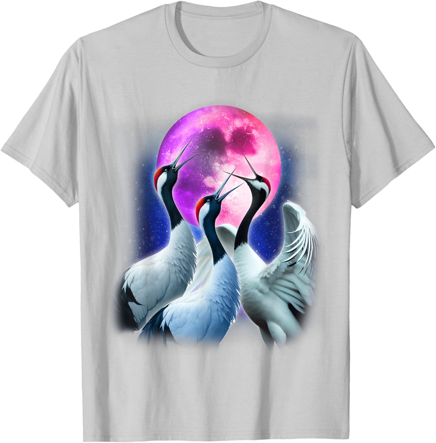 Funny Whooping Crane Howling at the Moon T-Shirt for Bird Lovers - 20