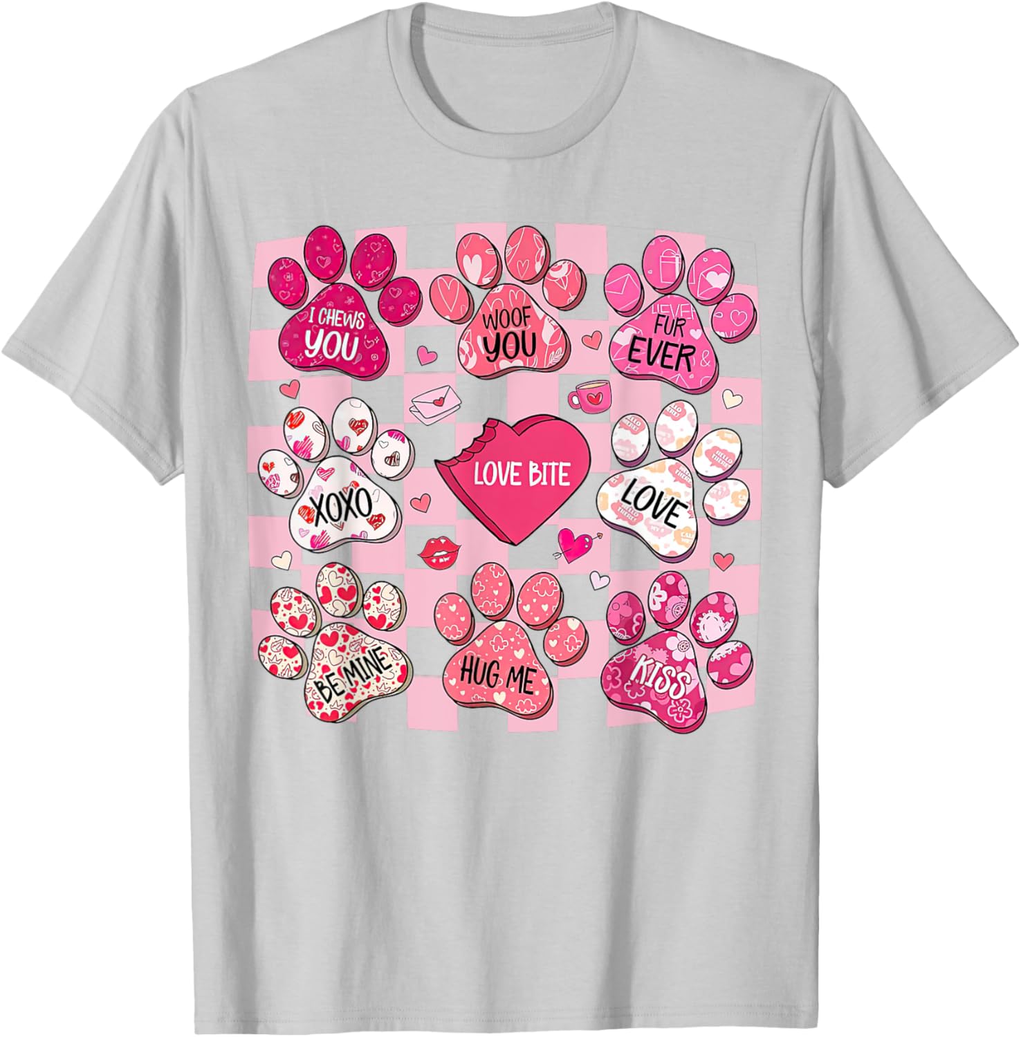 Cute Dog Paw Heart T-Shirt for Valentine's Day - Perfect Gift for Dog Lovers - 14