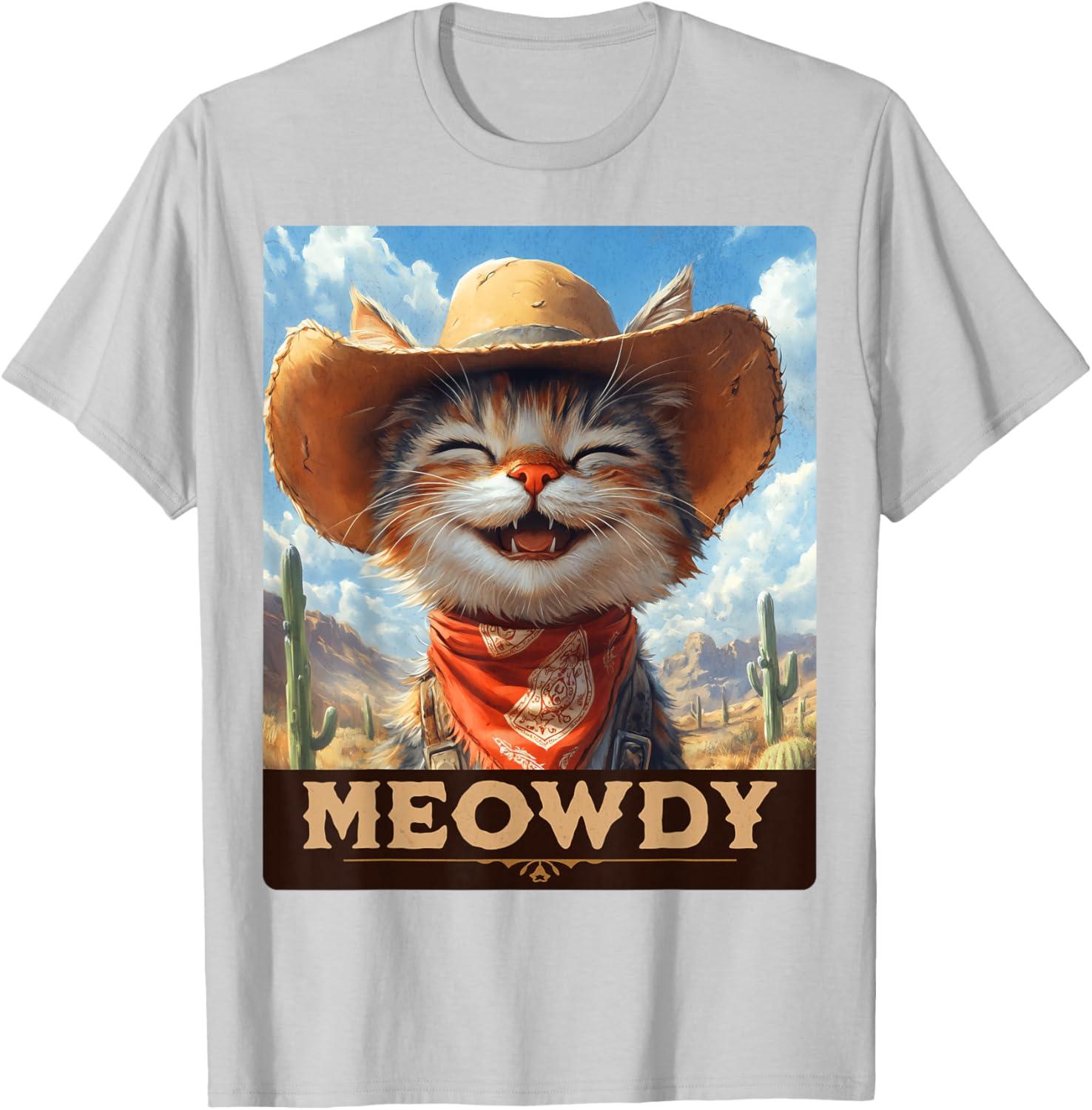 Meowdy Cowboy Cat T-Shirt - Wild West Feline Fun for Cat Lovers - 13