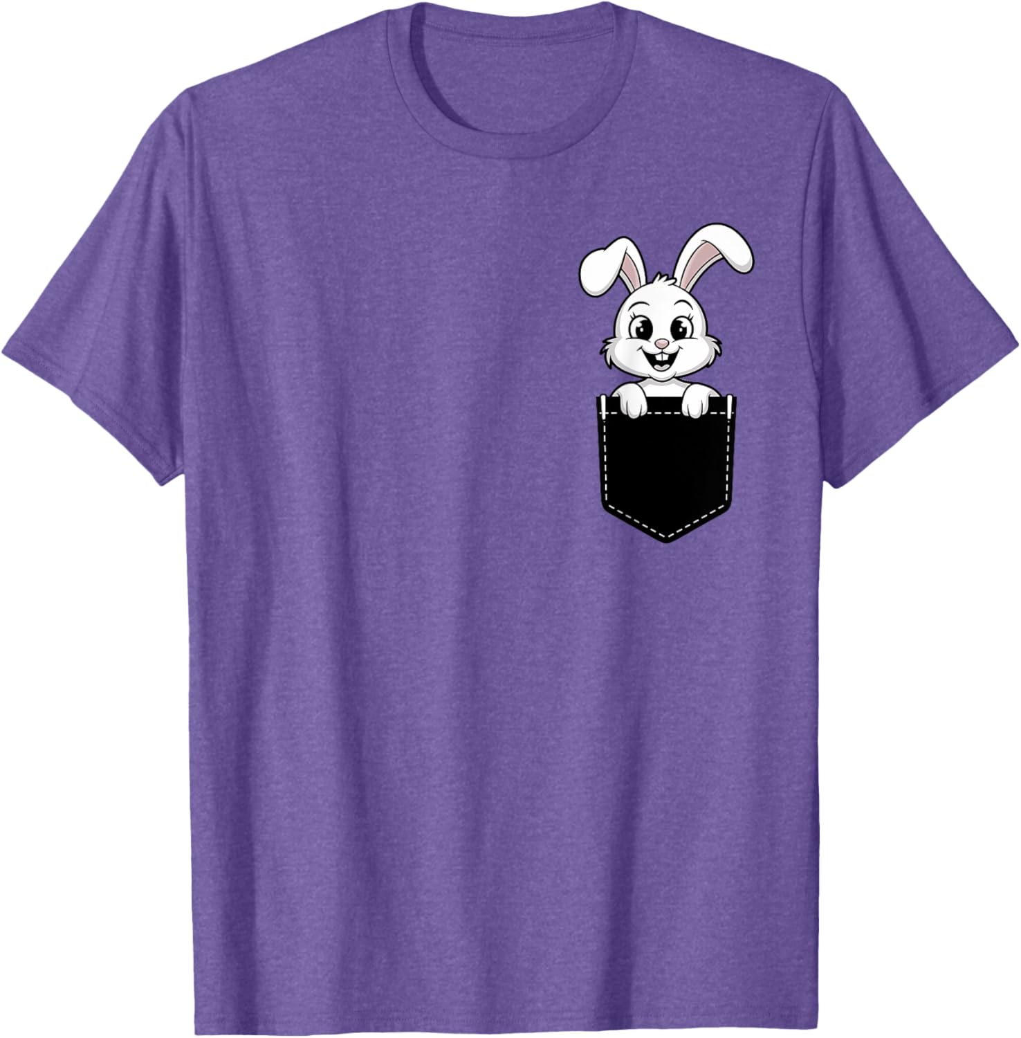 Cute Funny Rabbit in Pocket T-Shirt for Men and Women - Animal Lovers Design - 28