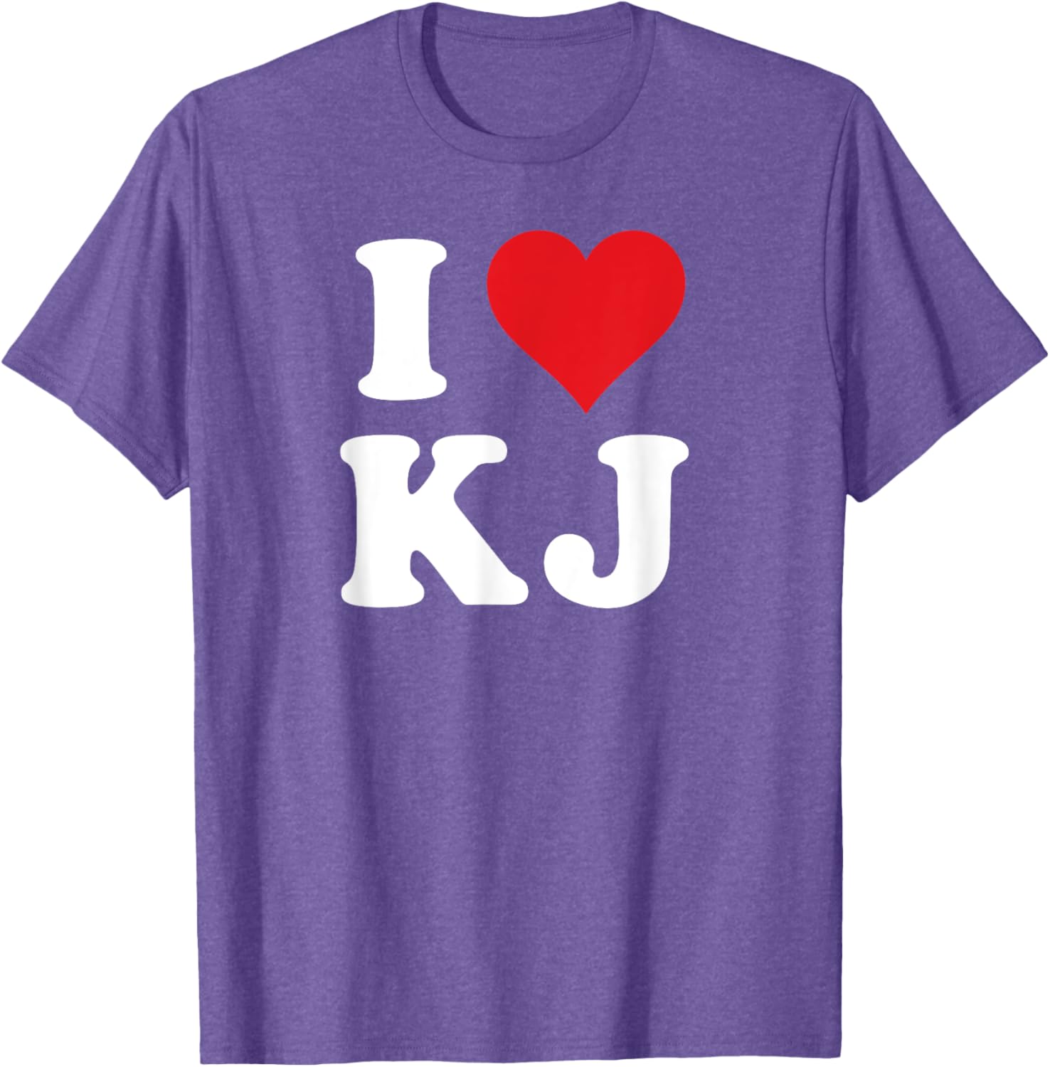 I Love KJ Initials Heart Design K J T-Shirt for Stylish Casual Wear - 4
