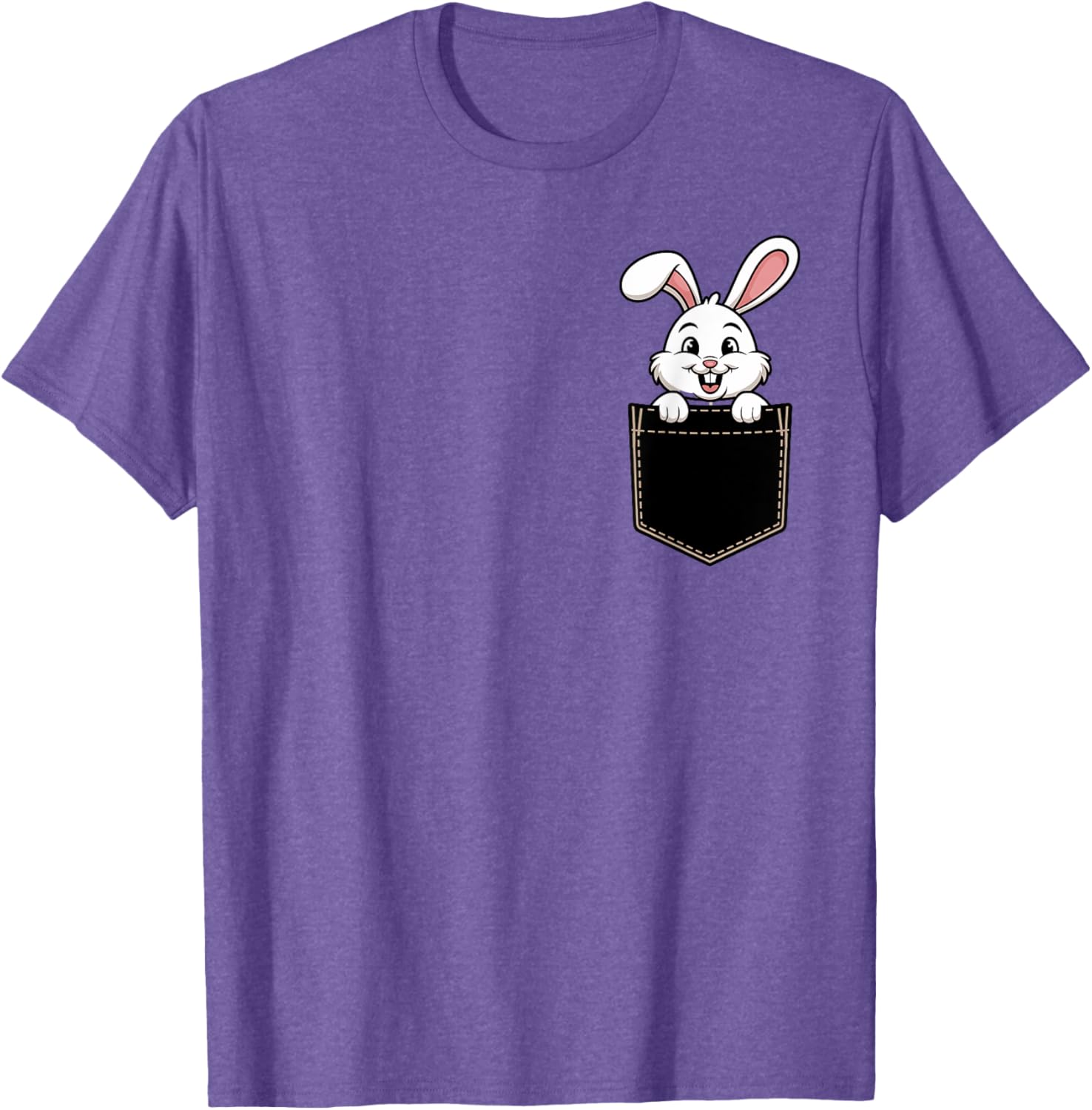 Cute Funny Rabbit Pocket T-Shirt for Men and Women - Adorable Animal Tee - 3