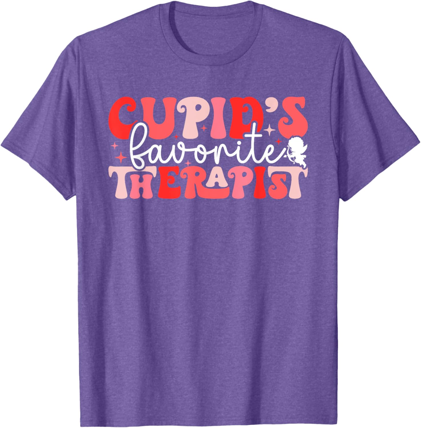 Cupid's Favorite Therapist Groovy Valentine's Day T-Shirt for Women - 13
