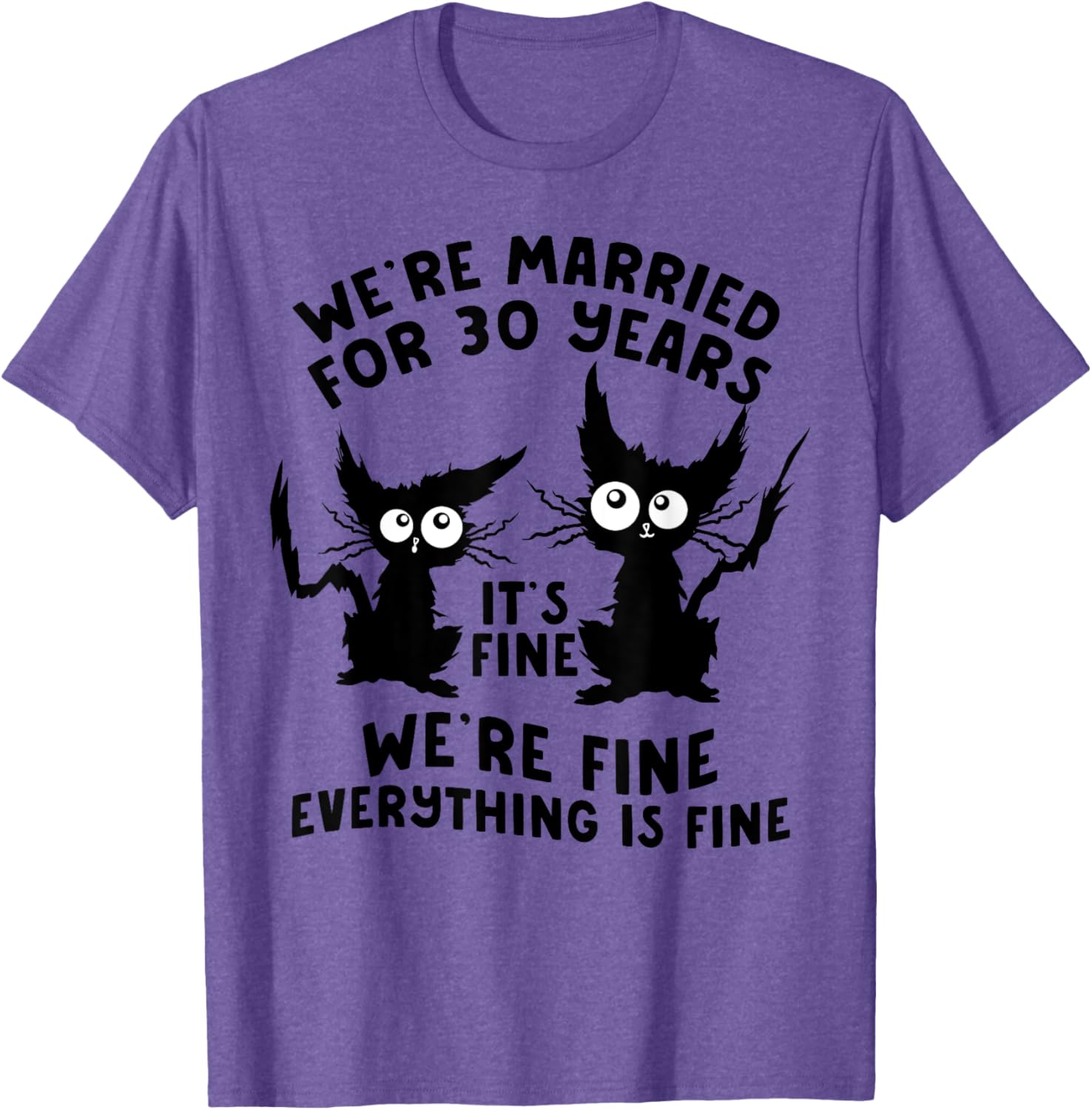Funny Cat 30th Wedding Anniversary T-Shirt for 30 Years Married Gift - 5