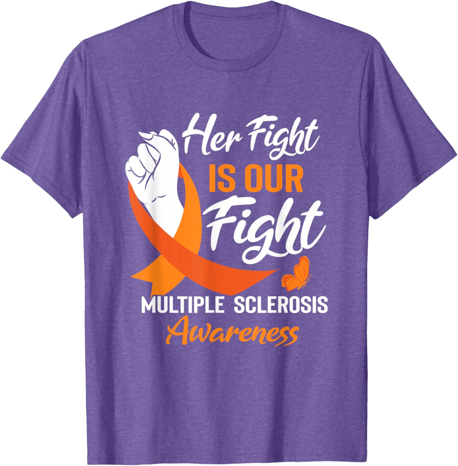 MS Multiple Sclerosis Awareness Orange Ribbon T-Shirt for Supporters - 2