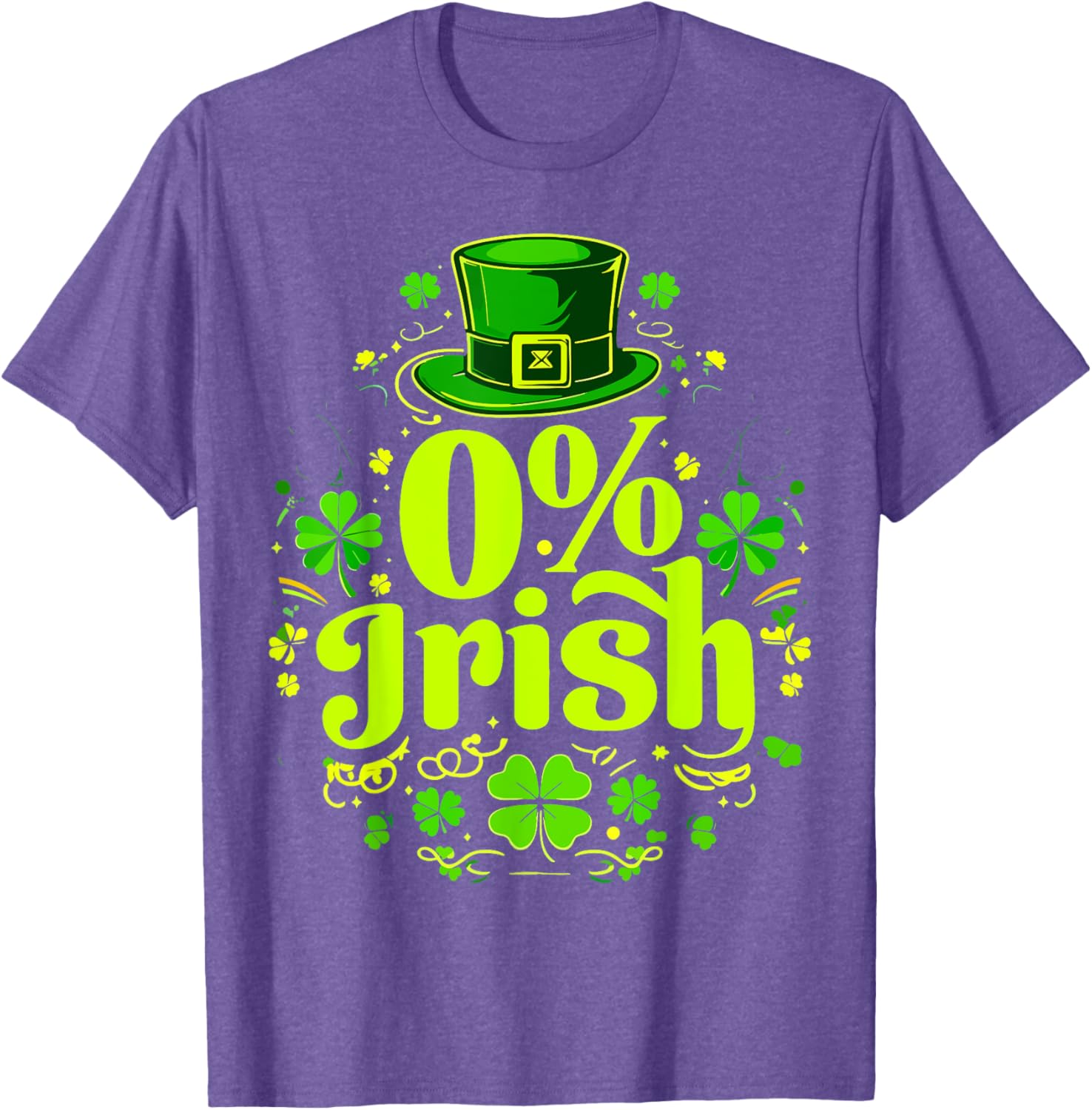 Funny 0% Irish St. Patrick's Day Zero Percent Graphic T-Shirt for Fun - 16