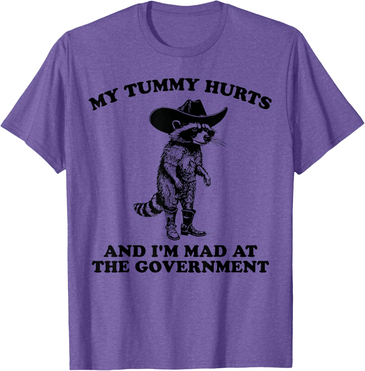 Funny Cowboy Raccoon T-Shirt for Kids Who Are Mad and Have Tummy Aches - 14