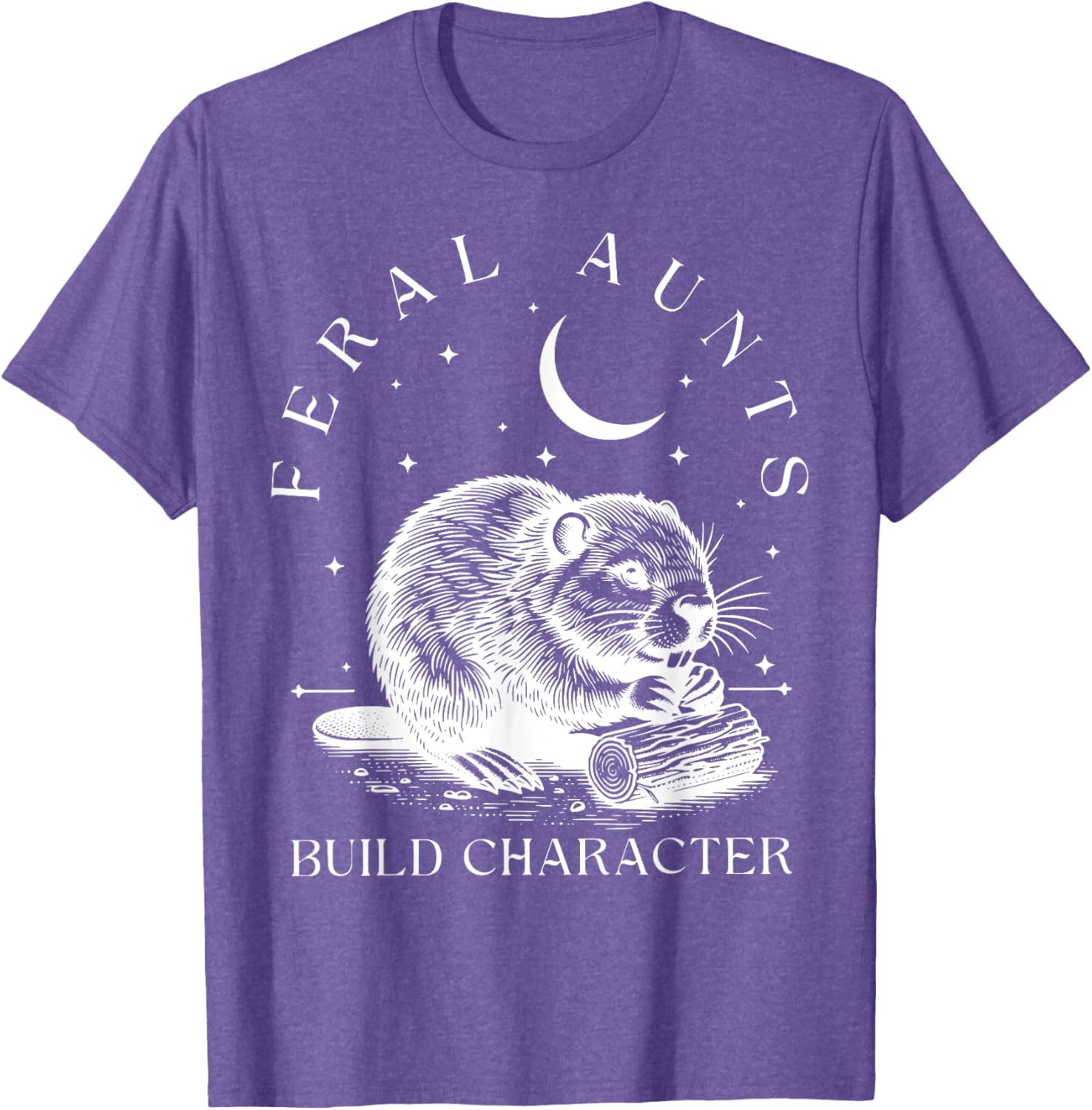 Funny Retro Aunt T-Shirt with Cute Beaver Design – Build Character Style - 13