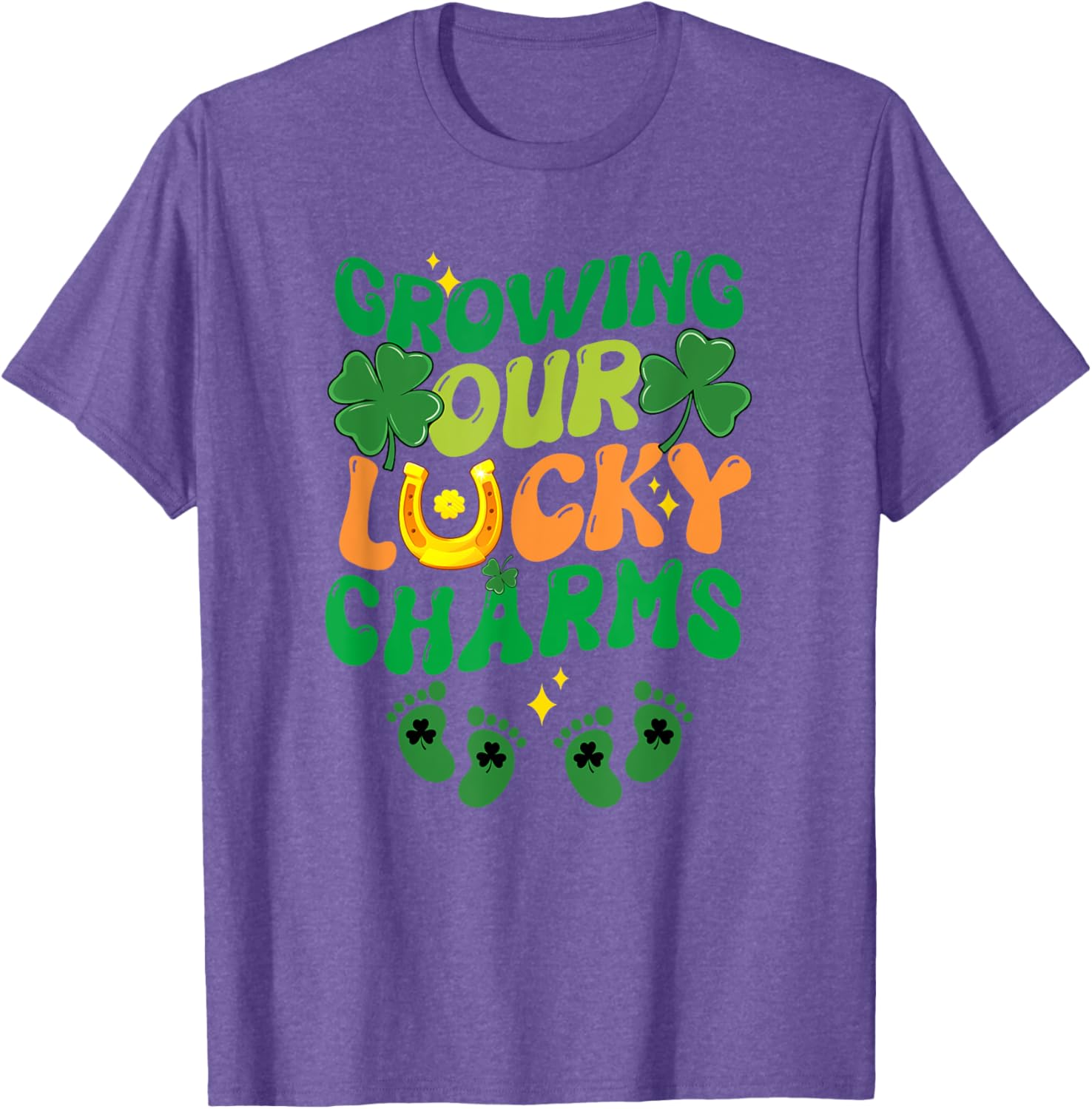 St Patrick's Day Pregnancy T-Shirt for Twin Moms with Lucky Charms Design - 9
