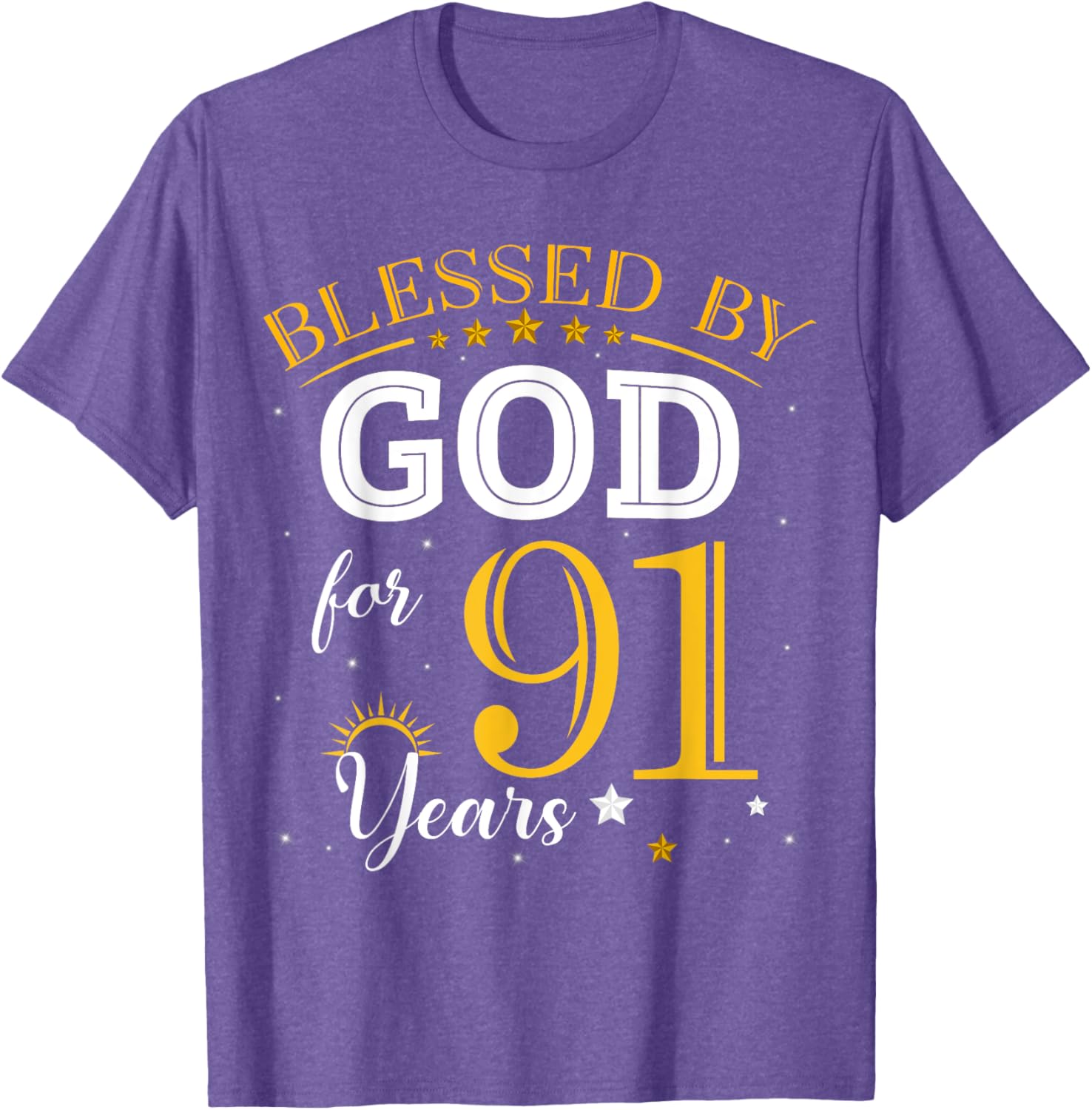 Vintage Blessed by God 91 Years Old Birthday Girl T-Shirt Gift - 4