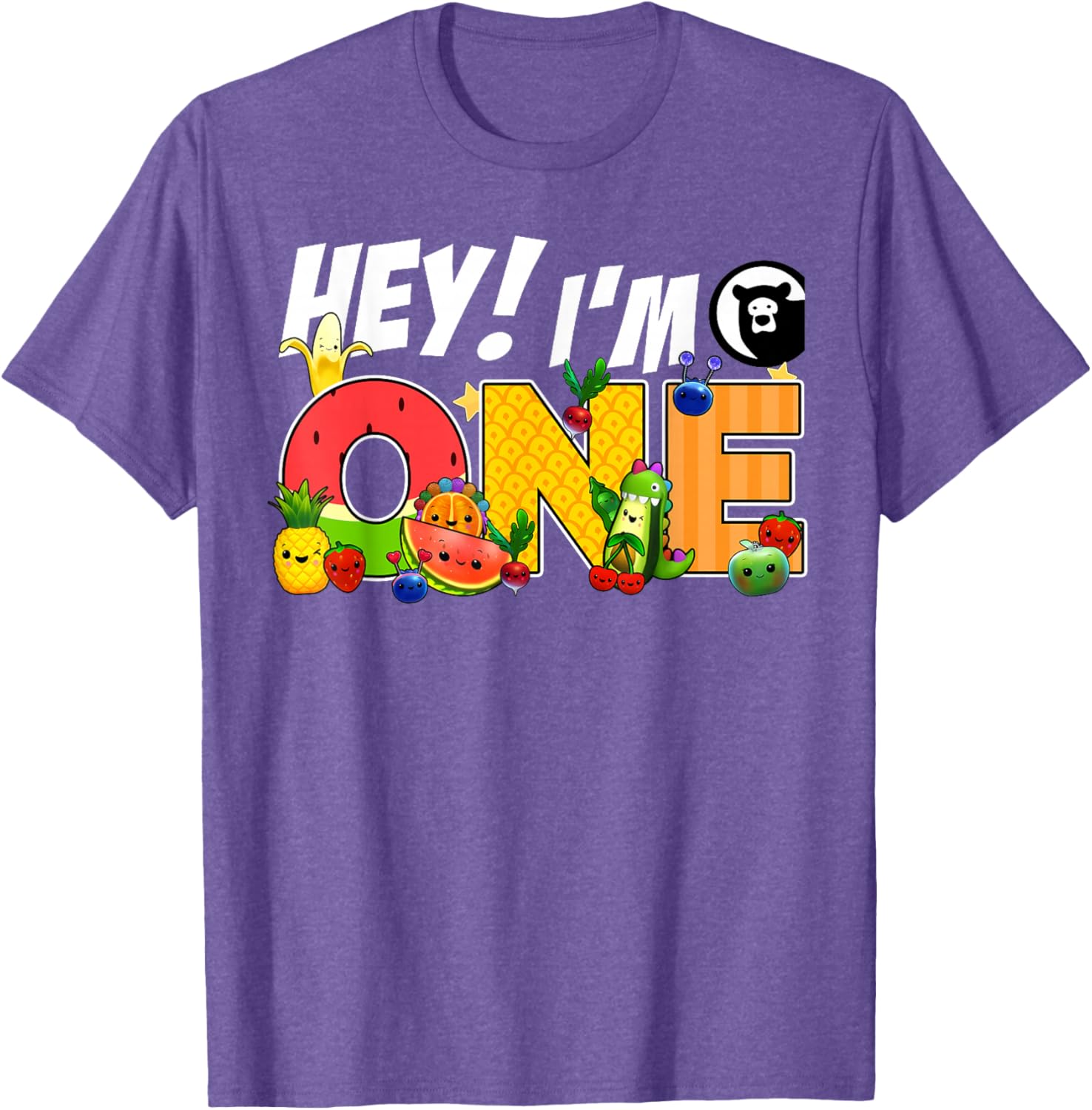 Funny Hey I'm One Birthday Boy T-Shirt for Kids with Cute Fruit Design - 25