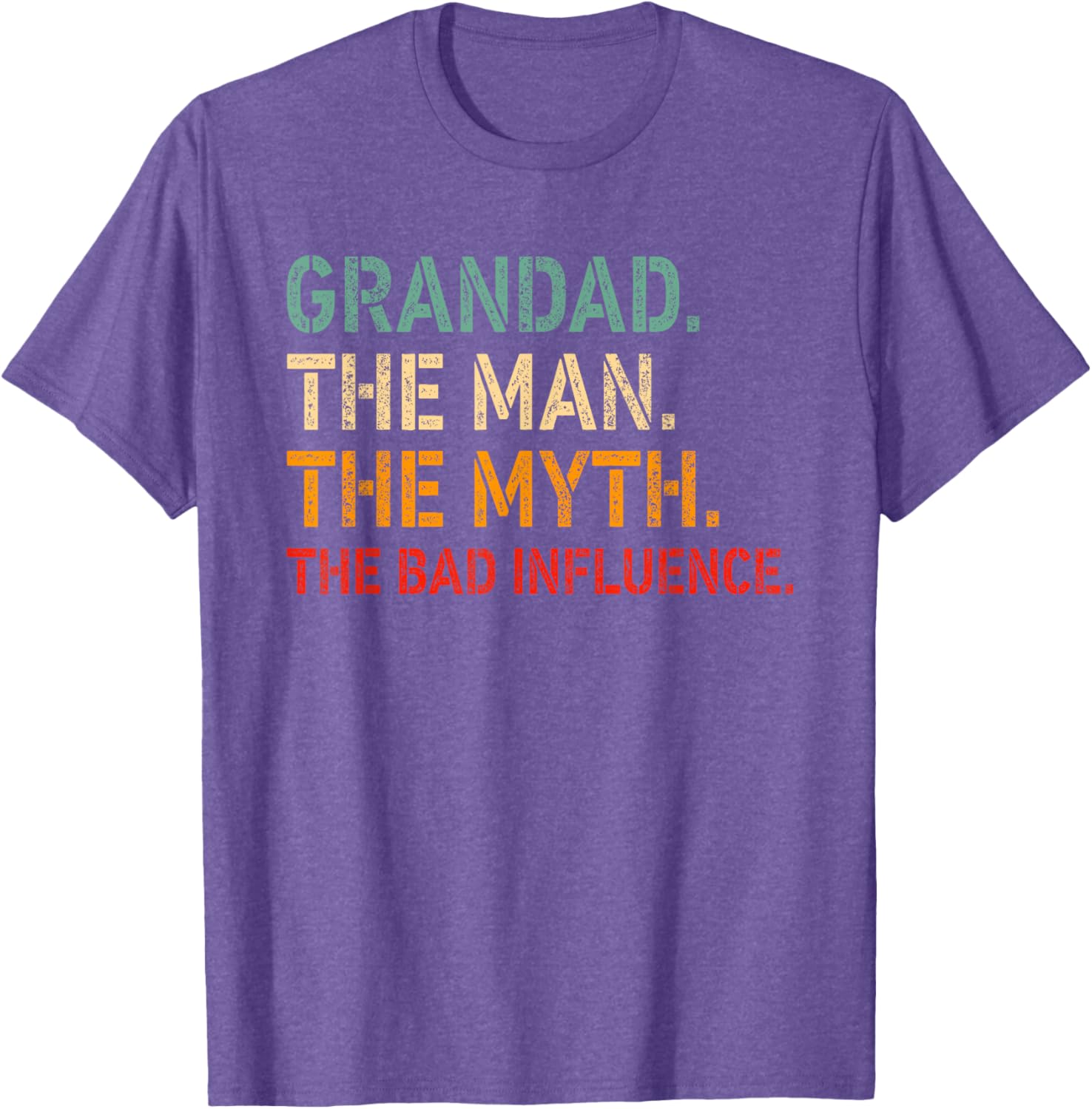 Funny GRANDAD T-Shirt for Men The Man The Myth The Bad Influence Apparel - 5