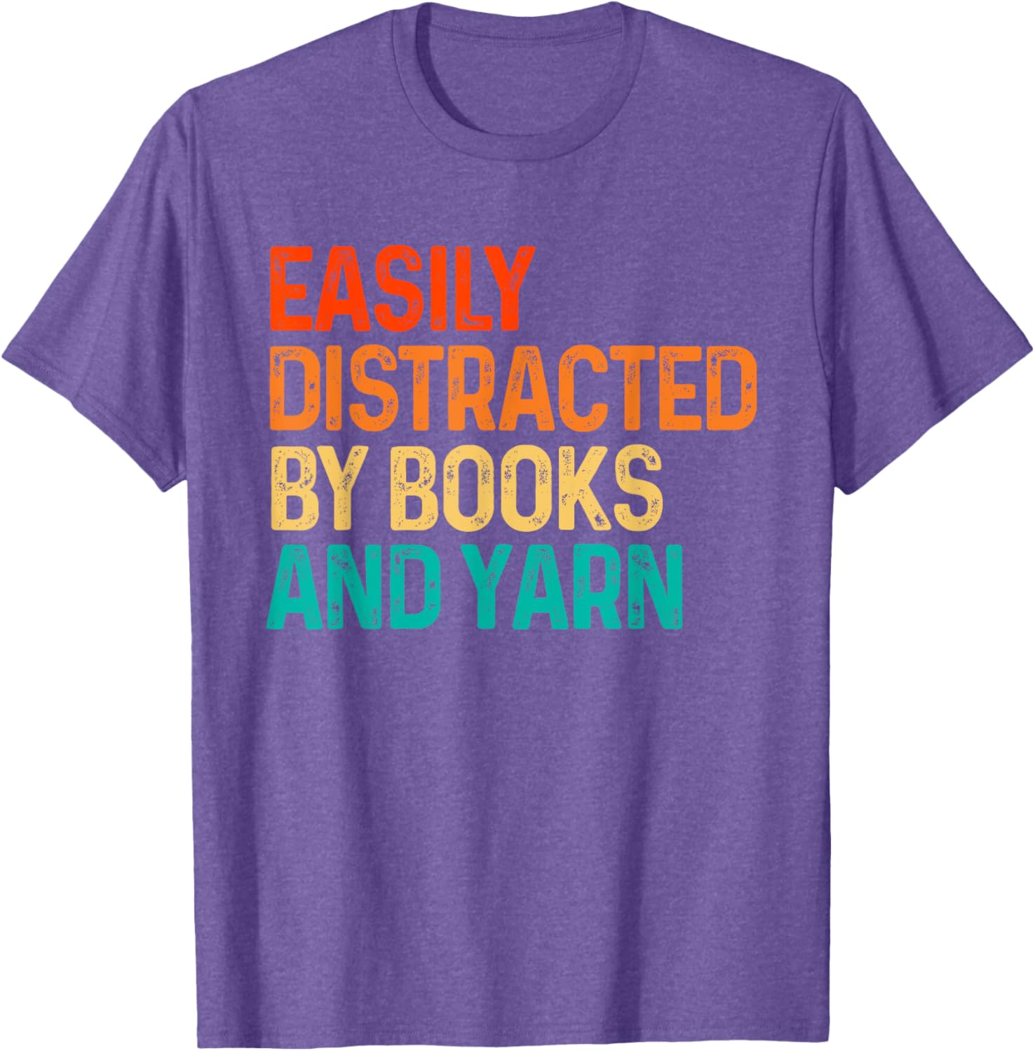 Easily Distracted By Books And Yarn Knitting Graphic T-Shirt for Book Lovers - 8