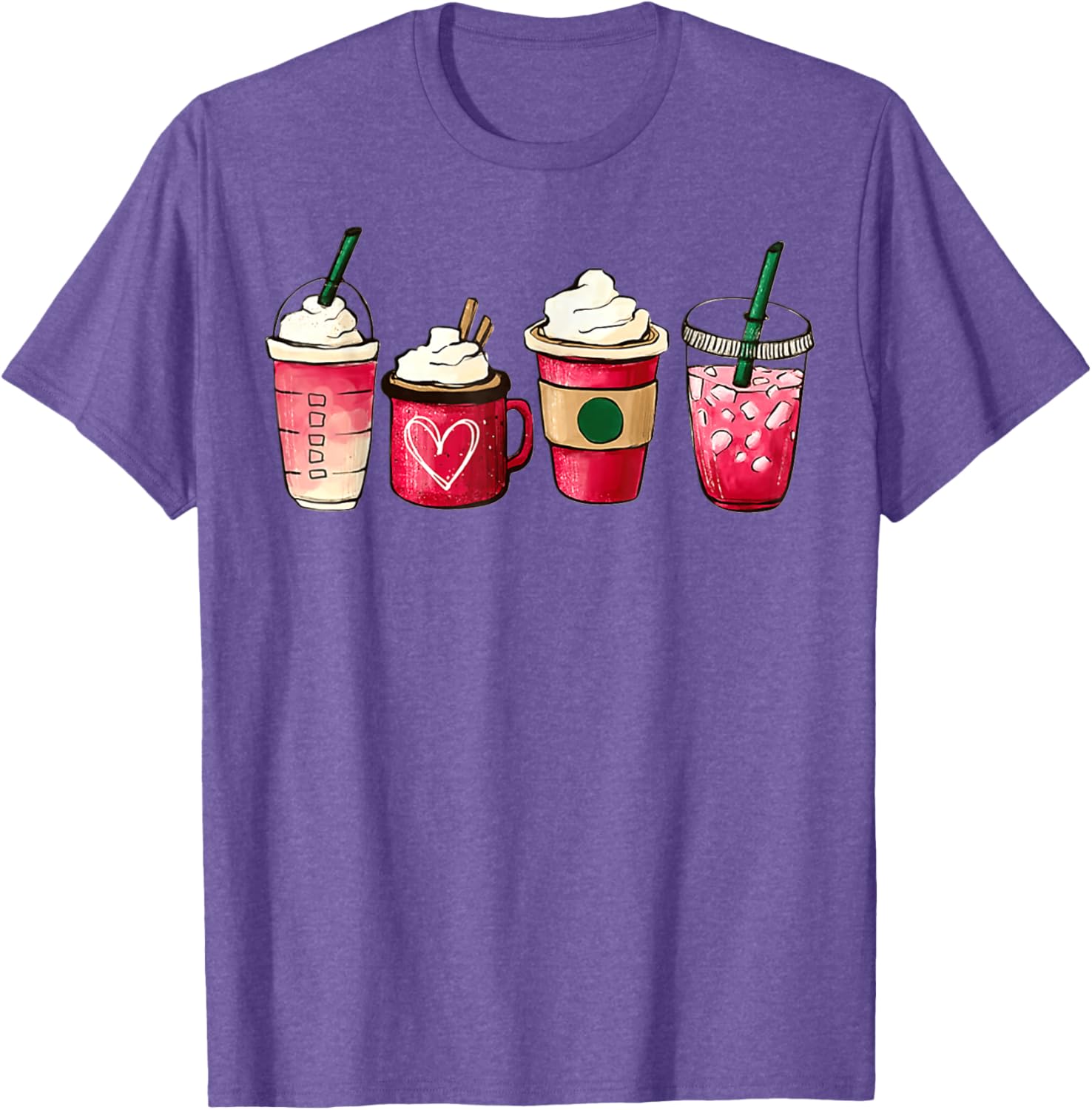 Valentine Heart Latte Iced Coffee T-Shirt for Coffee Lovers - 6