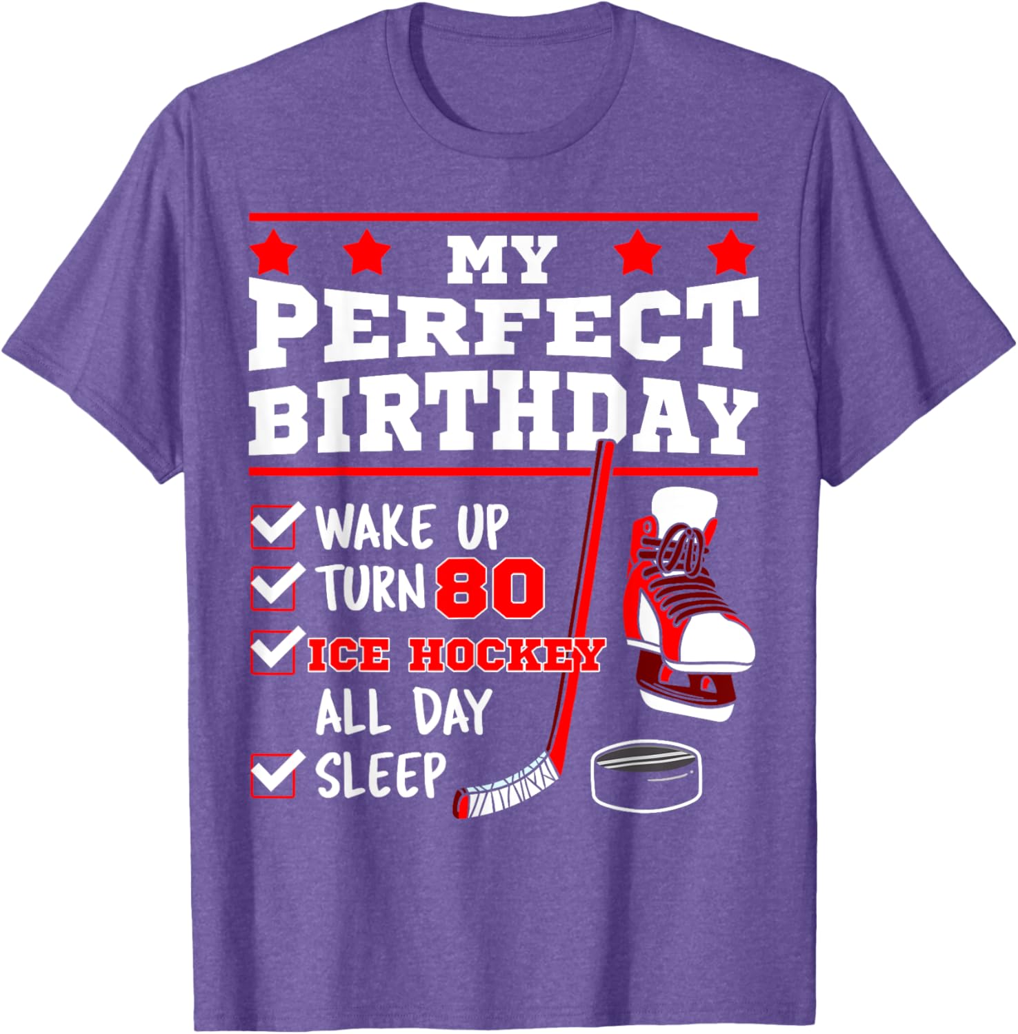 Ice Hockey 80th Birthday Party Puck T-Shirt for Sports Fans - 6