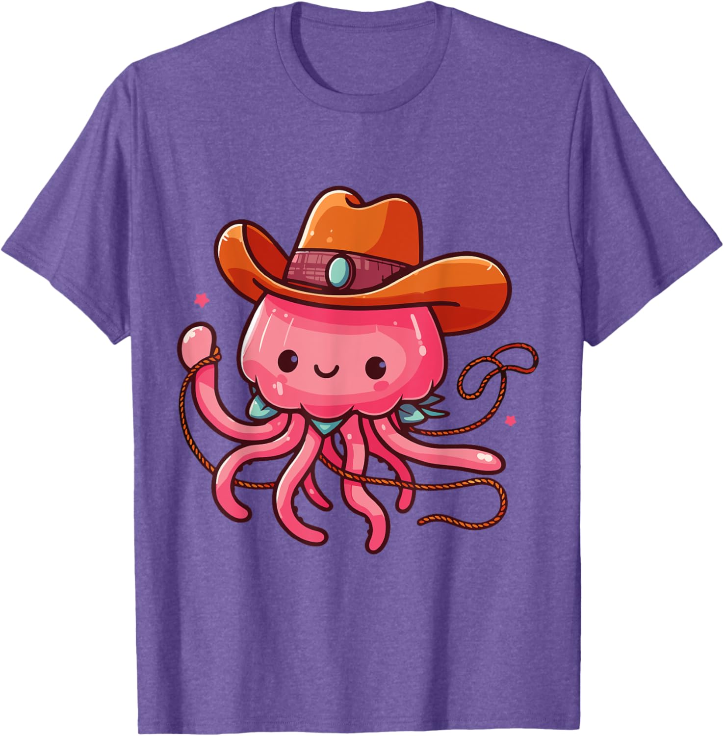 Western Rodeo Cowboy Hat and Jellyfish Texas Animals T-Shirt for Men - 10