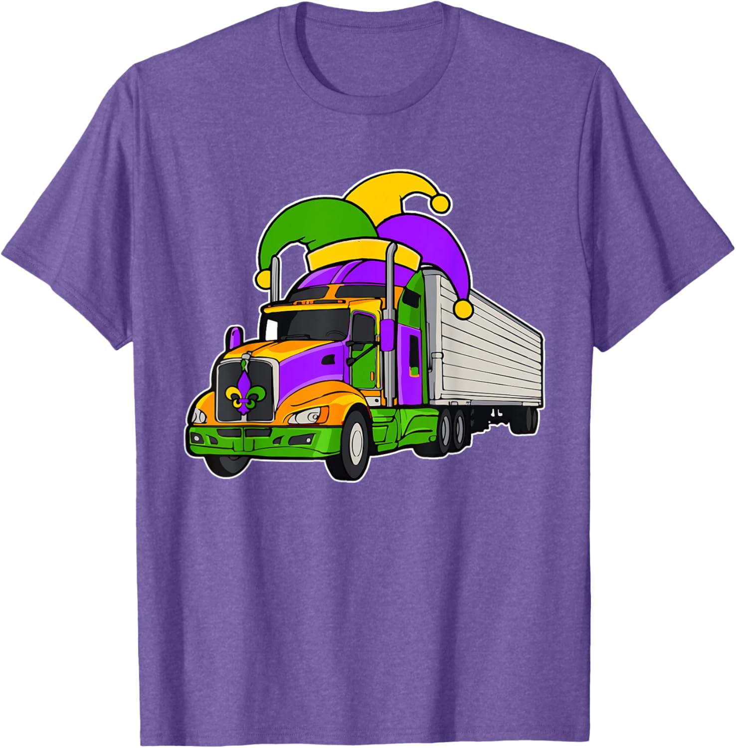 Colorful Mardi Gras Jester Hat Truck Team T-Shirt for Festive Parades - 20